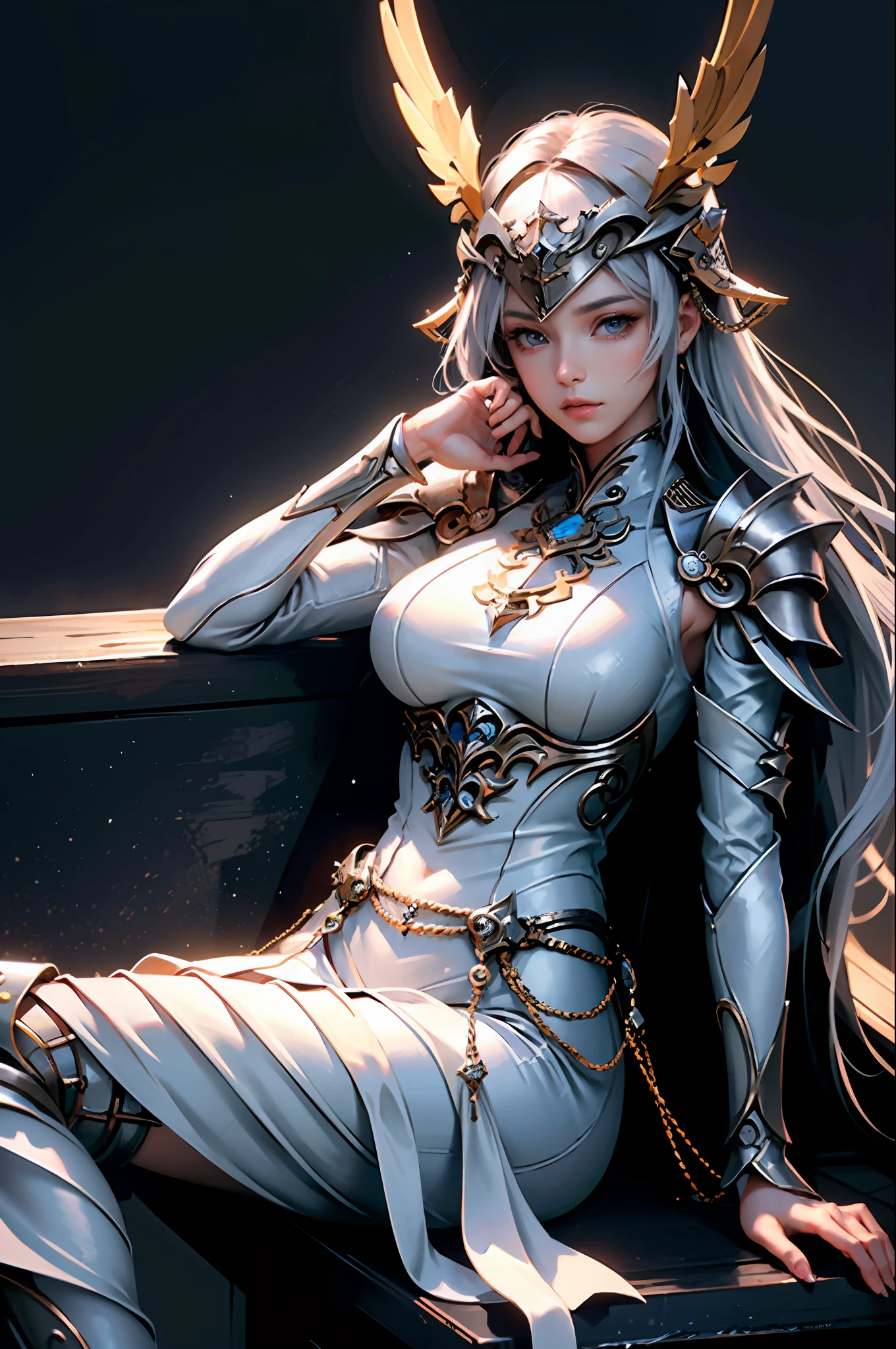 ((woman, sitting, close up shot, photorealistic )) true-to-life visuals, artistically refined,captivating beauty, dramatic contrasts, 8k wallpaper, absurdres, incredibly absurdres, silver helmet
gadaxintai gaodanvshen