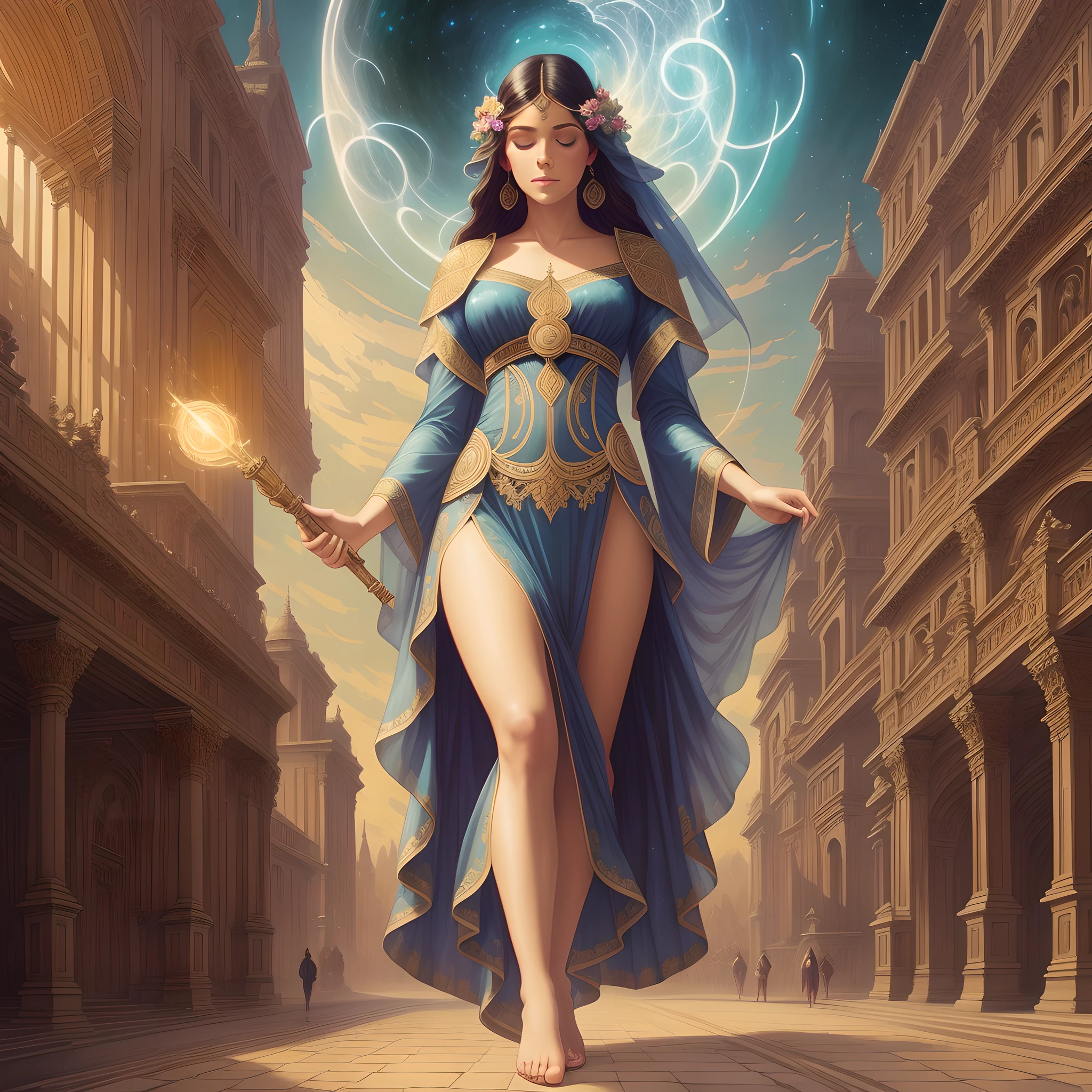 a beautiful latin woman, full body, looking at viewer, symmetric, eyes closed, slight smile, spirtual awakening, intricate details,
cosmic, ethereal, mystical, complicated environment, brush stokes, illuminating lights,
Greg Rutkowski, RHADS, Beeple, Makoto Shinkai, Lois van Baarle, Ilya Kuvshinov, Rossdraws, Tom Bagshaw, Alfonse Mucha,
masterpiece, ultra high res, high quality,