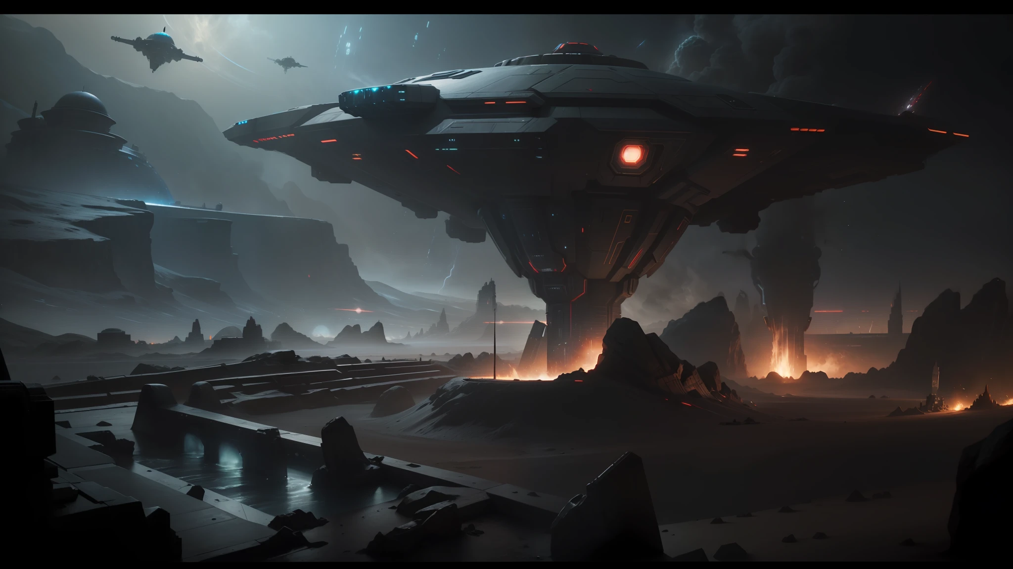 a scene from the movie star wars the old republic, alien mothership in the sky, warhammer 40000 in islam, thor 2 marvel film, unreal engine. sigma 35mm, flying castle, ( ( ( alien ) ) ), nekro iii, ultron, futurist --auto --s2