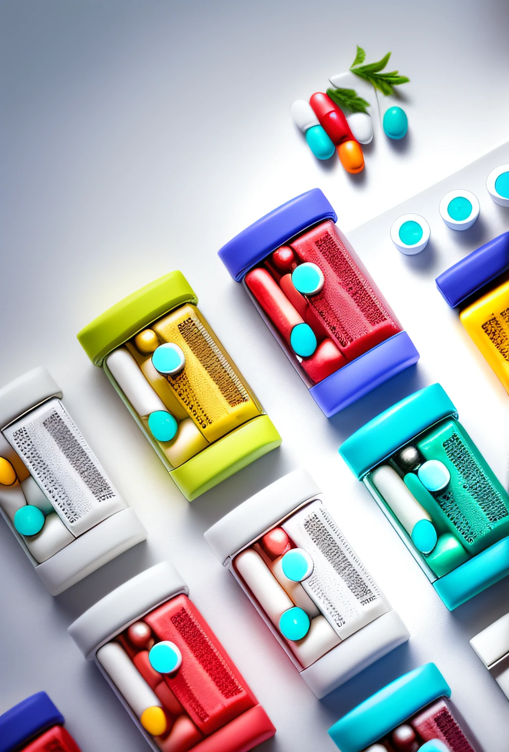 Set of pills close-up on table, product, official product picture, product presentation photo, item, professional product shoot, product label, detailed product picture, product introduction photo