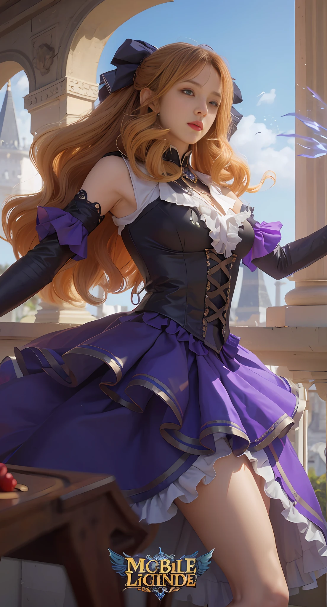 3d, 3 dimensional, realistic, perfect body, lifelike, long hair, black shirt, blue skirt, white skin, noble lady,