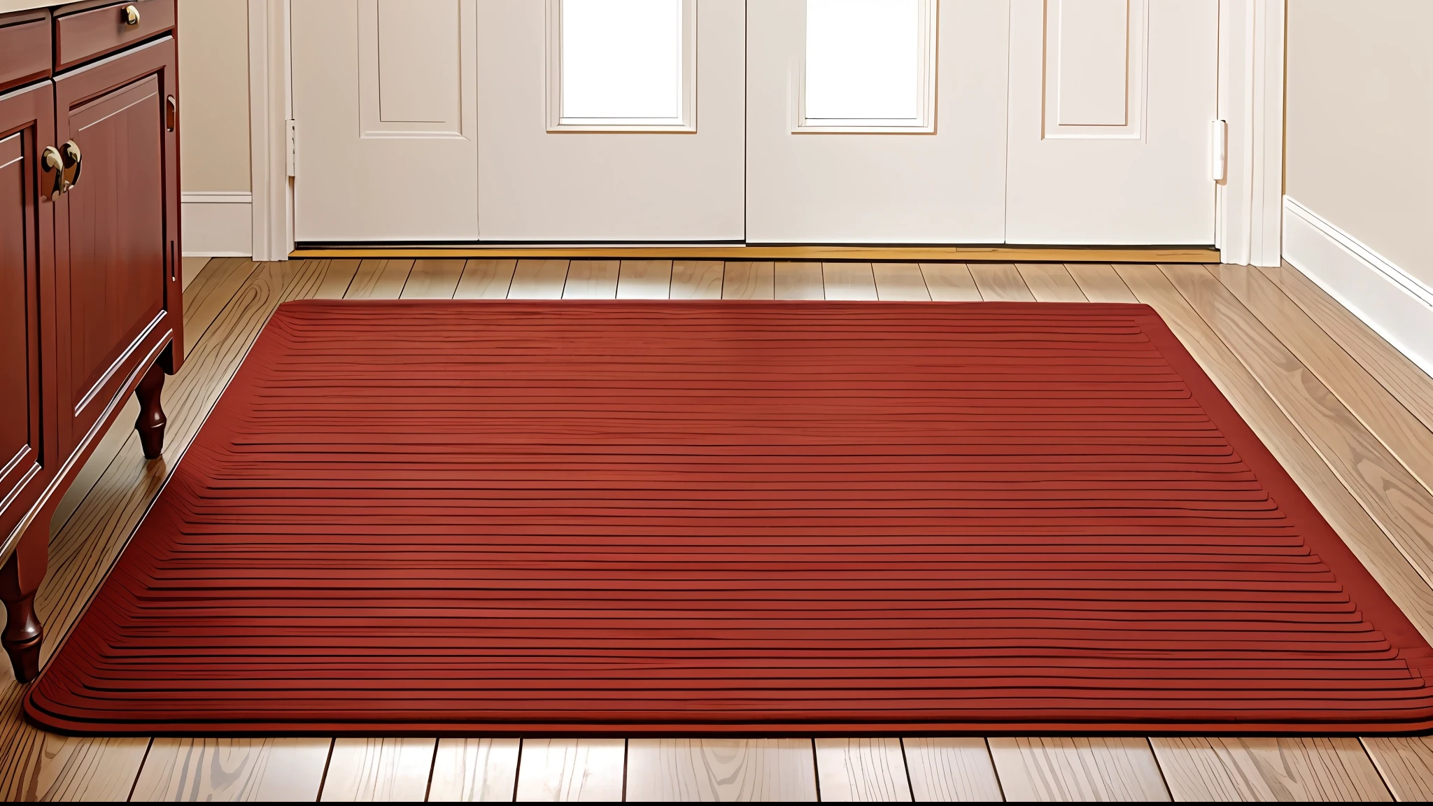 The floor mat is red