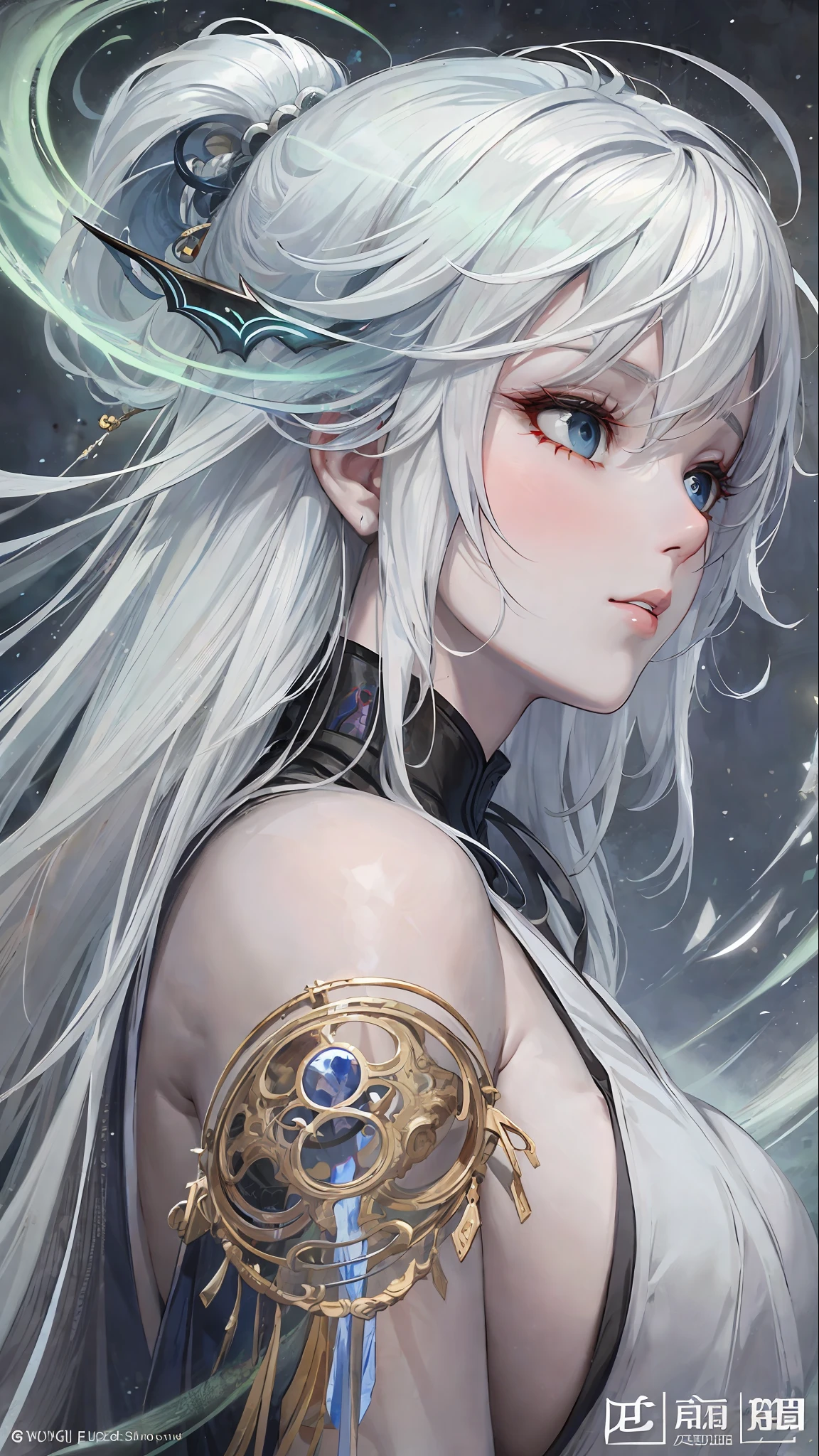 a close up of a woman with white hair and a white mask, beautiful character painting, guweiz, artwork in the style of guweiz, white haired deity, by Yang J, epic exquisite character art, stunning character art, by Fan Qi, by Wuzhun Shifan, guweiz on pixiv artstation