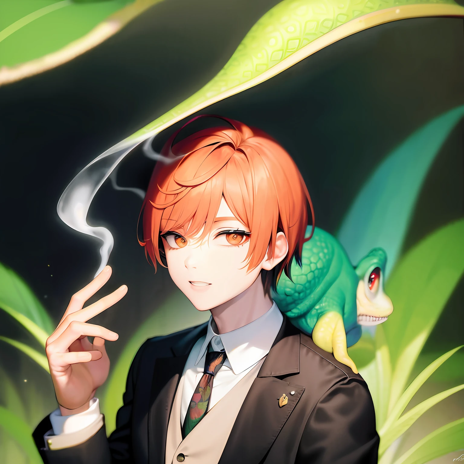Chameleon smoking marijuana