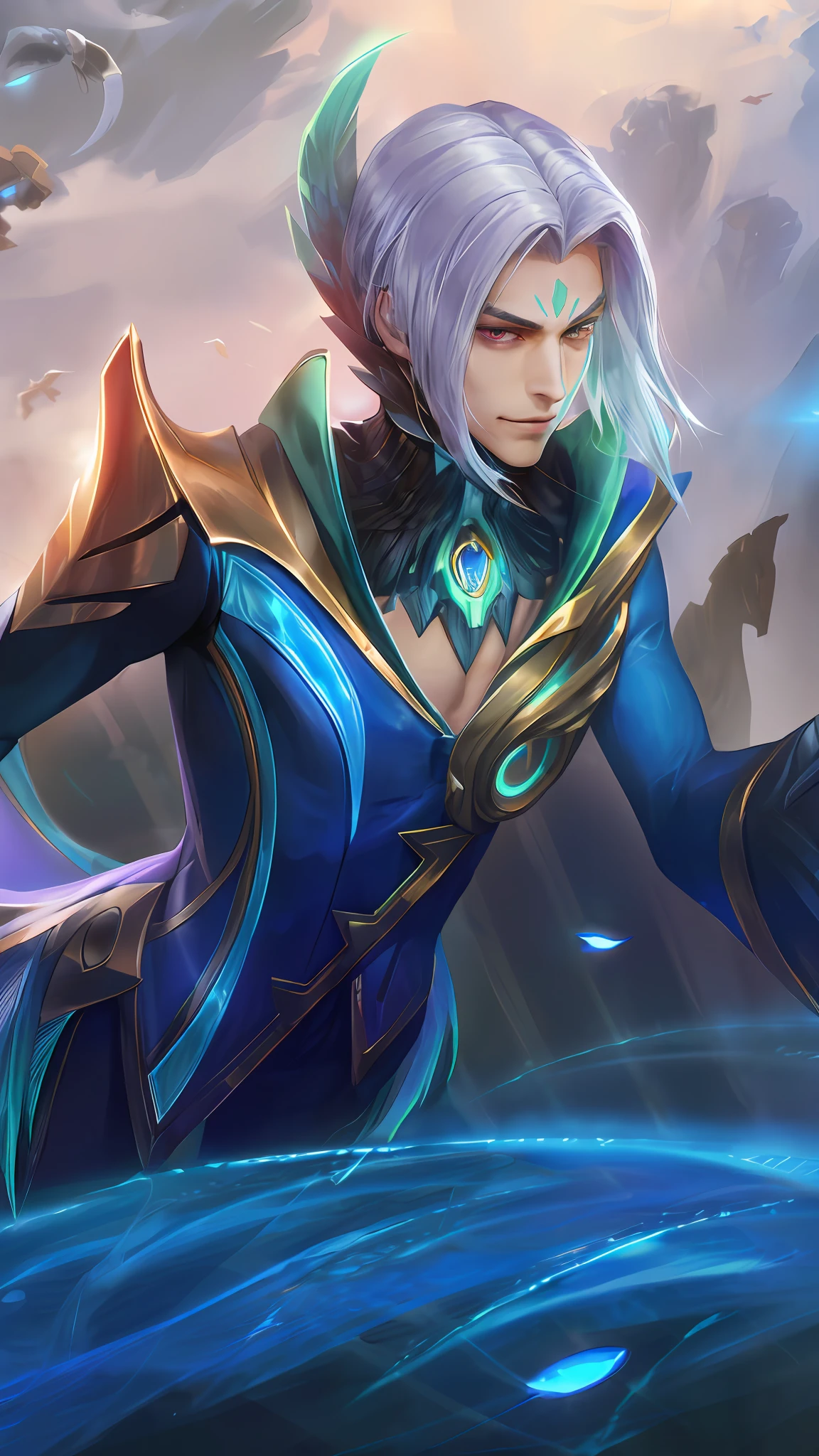 (Absurdres, Intricate Details, Masterpiece, Best Quality, High Resolution, 8k), 1 male, swedish, mature, aged up, handsome, finely detailed eyes and face, brown quiff hair, teal eyes, looking at viewer, solo, (full body:0.6), detailed background, detailed face, (CircuitBoardAI, electronic theme:1.1) evil high-tech futuristic hacker, smirk, advanced technology, hoodie, techwear, keycard, cables, (holographic display:1.05), error message, computer, password, server room in background, orange lights, cyber-warfare, dark sinister atmosphere, Depth of Field, VFX.