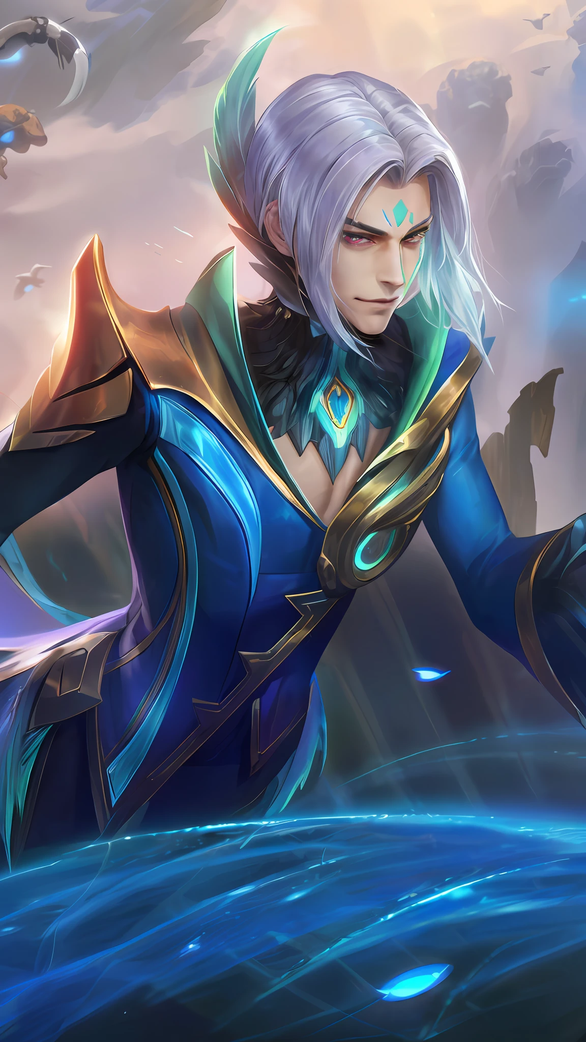 (Absurdres, Intricate Details, Masterpiece, Best Quality, High Resolution, 8k), 1 male, swedish, mature, aged up, handsome, finely detailed eyes and face, brown quiff hair, teal eyes, looking at viewer, solo, (full body:0.6), detailed background, detailed face, (CircuitBoardAI, electronic theme:1.1) evil high-tech futuristic hacker, smirk, advanced technology, hoodie, techwear, keycard, cables, (holographic display:1.05), error message, computer, password, server room in background, orange lights, cyber-warfare, dark sinister atmosphere, Depth of Field, VFX. open eyes
