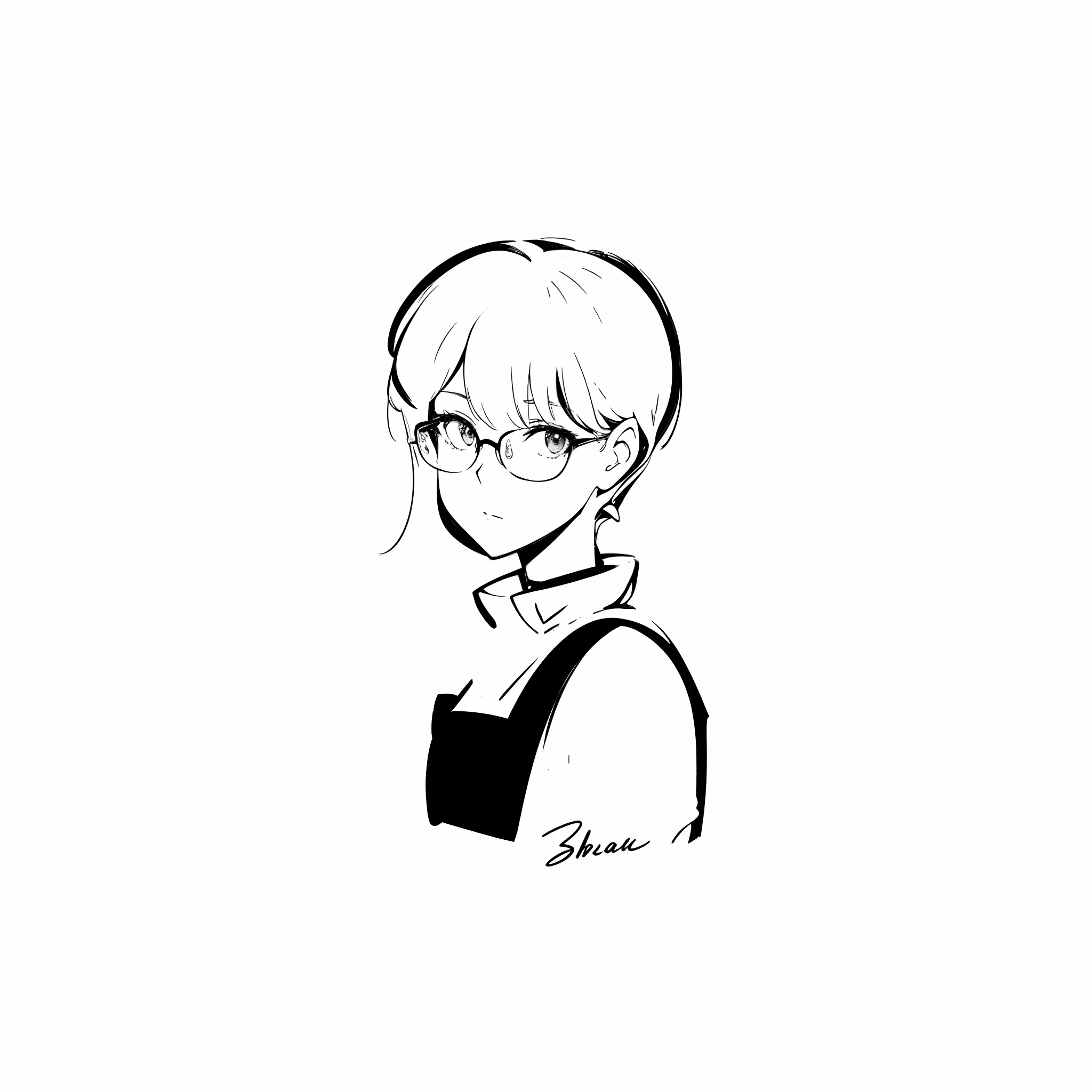 Smooth lines, extremely soft lines, clear details, glasses decoration, cut to retain only the human shape, presenting a slight three-dimensional effect, stunningly beautiful.