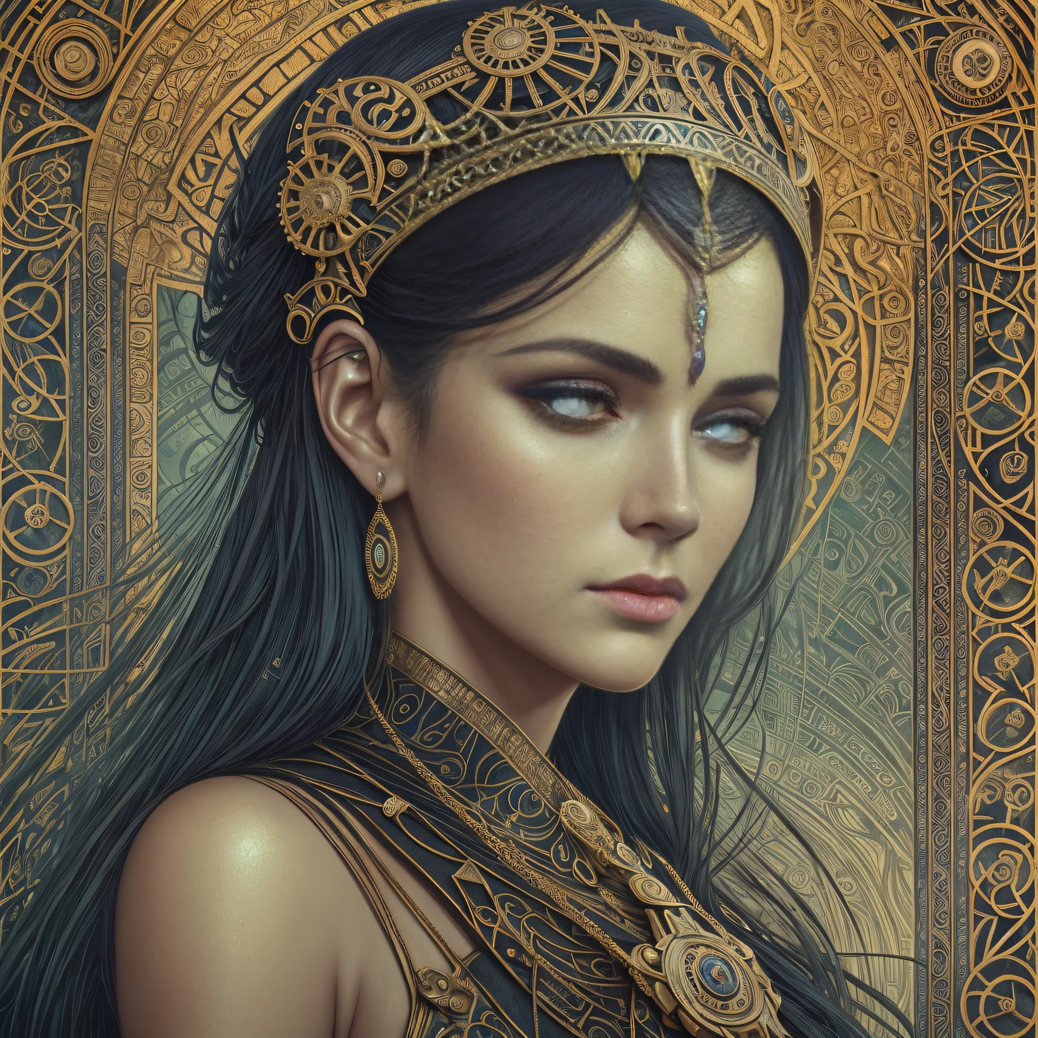Portrait of beautiful female industrial 1900s gangster, perfect detailed face, detailed symmetric circular iris, realistic, stunning realistic photograph italian mafia character, 3d render, octane render, intricately detailed, cinematic, trending on artstation, Isometric, Centered hipereallistic cover photo, awesome full color, hand drawn, dark, gritty, mucha, klimt, erte 12k, hight definition, cinematic, neoprene, behance contest winner, portrait featured on unsplash, stylized digital art, smooth, ultra high definition, 8k, unreal engine 5, ultra sharp focus, intricate artwork masterpiece, ominous, epic, TanvirTamim, trending on artstation, by artgerm, h. r. giger and beksinski, highly detailed, vibrant --auto --s2