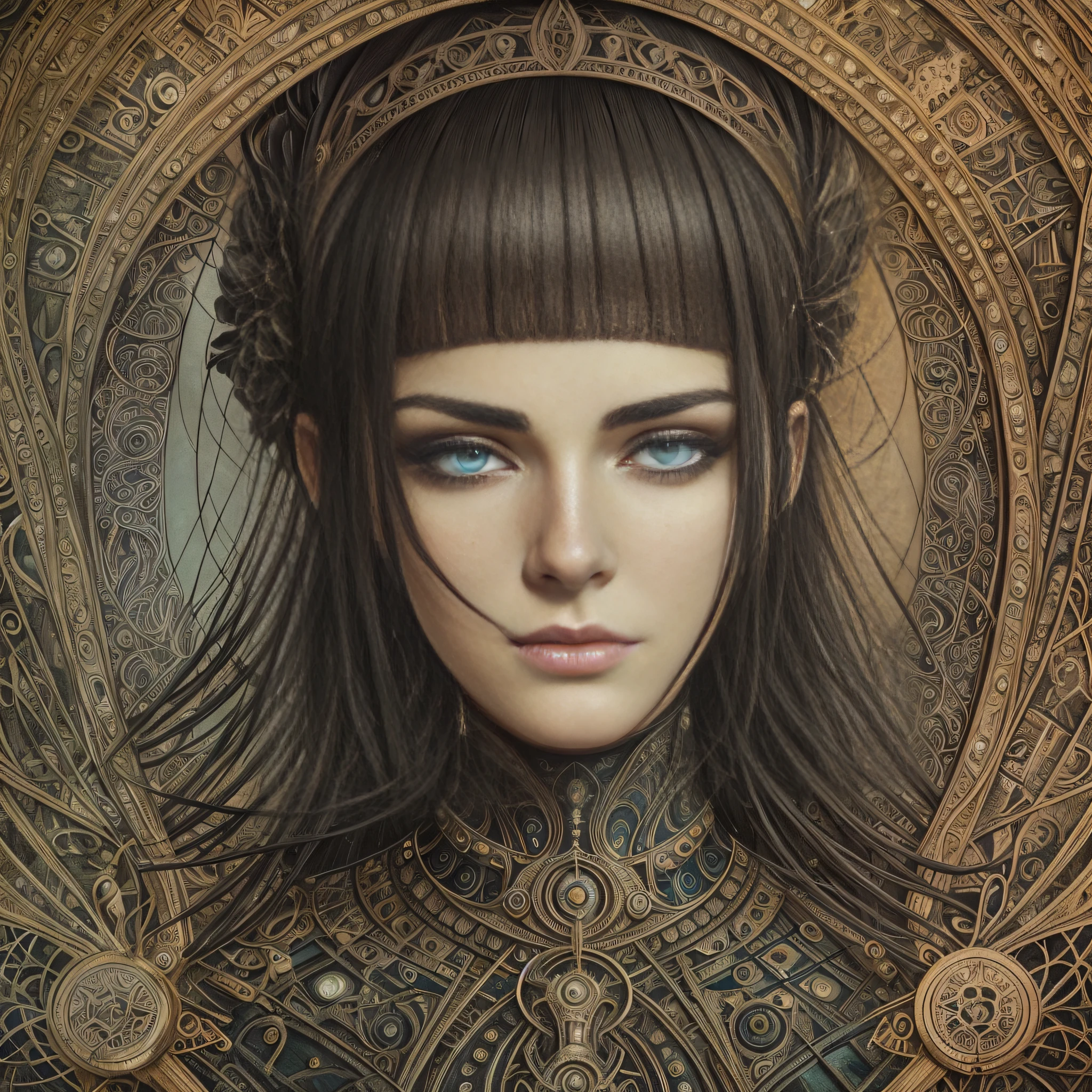 Portrait of beautiful female industrial 1900s gangster, perfect detailed face, detailed symmetric circular iris, realistic, stunning realistic photograph italian mafia character, 3d render, octane render, intricately detailed, cinematic, trending on artstation, Isometric, Centered hipereallistic cover photo, awesome full color, hand drawn, dark, gritty, mucha, klimt, erte 12k, hight definition, cinematic, neoprene, behance contest winner, portrait featured on unsplash, stylized digital art, smooth, ultra high definition, 8k, unreal engine 5, ultra sharp focus, intricate artwork masterpiece, ominous, epic, TanvirTamim, trending on artstation, by artgerm, h. r. giger and beksinski, highly detailed, vibrant --auto --s2
