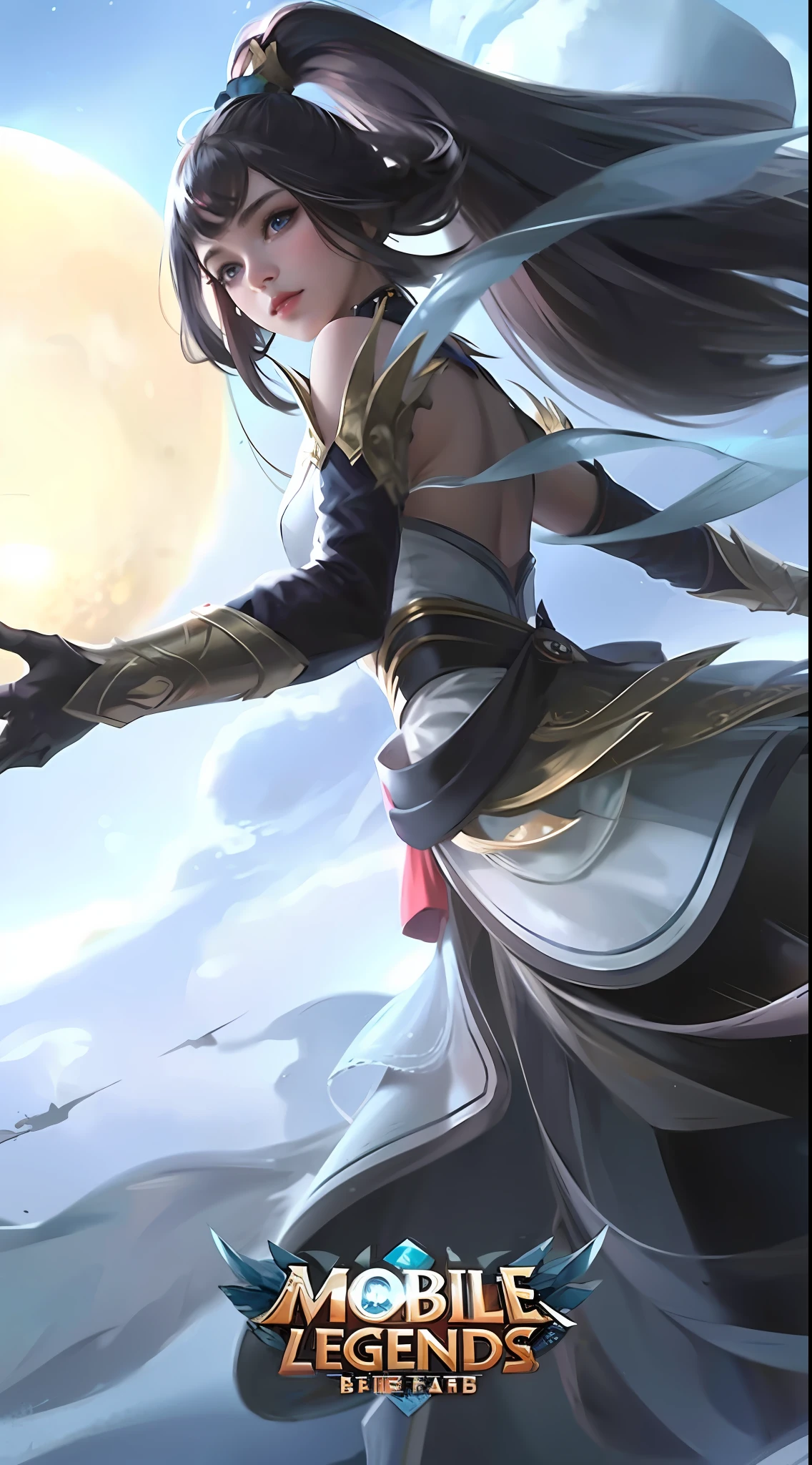 (masterpiece), (best quality), realistic, cinematic light, 16yo girl, (1 girl), solo, lady crane, cool pose, battlefield background, perfect body, blue eyes, black hair