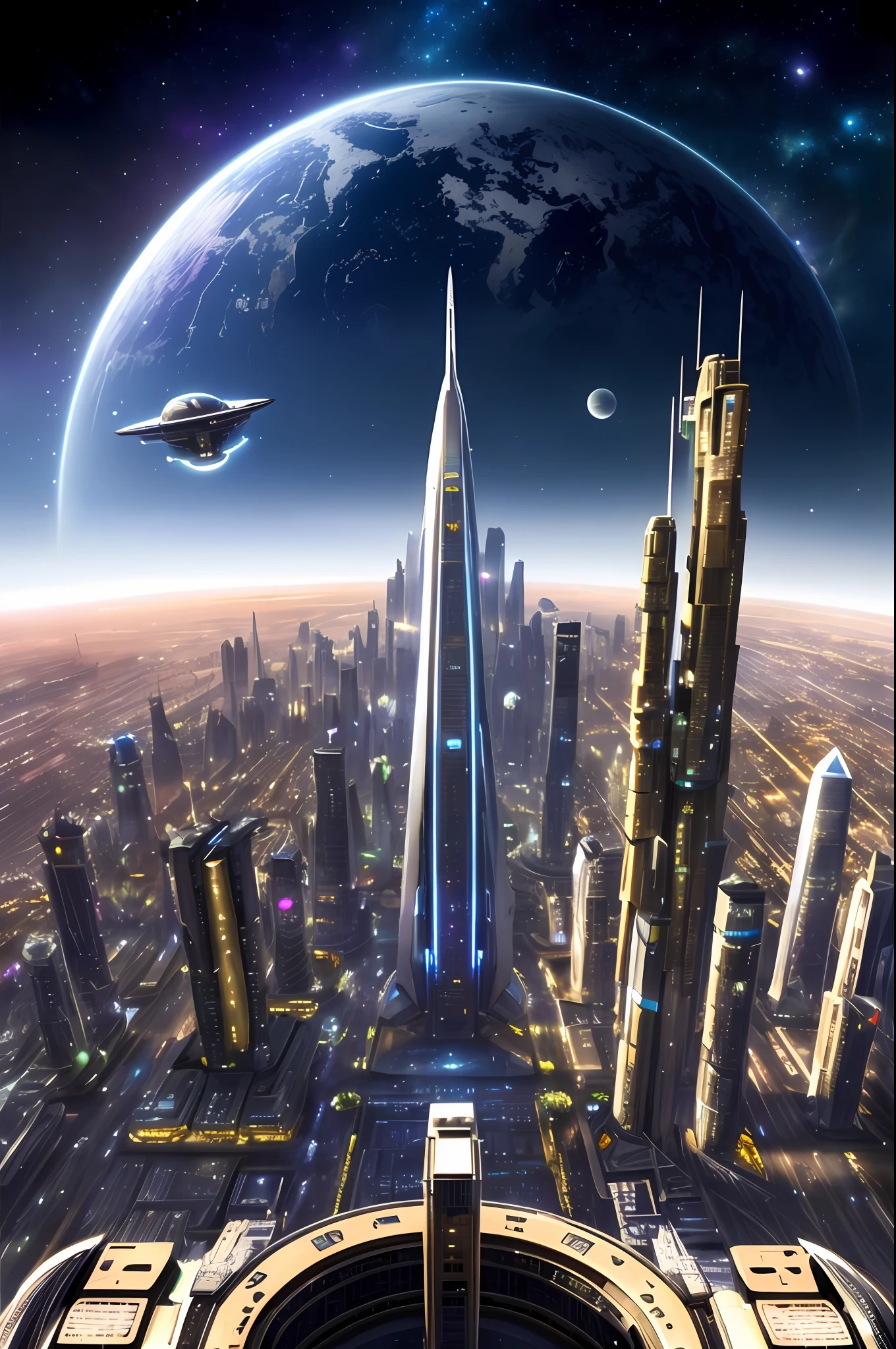 futuristic city with a futuristic spaceship flying over it, in fantasy sci - fi city, huge futuristic temple city, futuristic utopian metropolis, futuristic utopian city, otherwordly futuristic city, science fiction city, photo of futuristic cityscape, futuristic city, beautiful city of the future, futuristic cityscape, futuristic metropolis, futuristic utopia, futuristic utopian fantasy, sci fi city