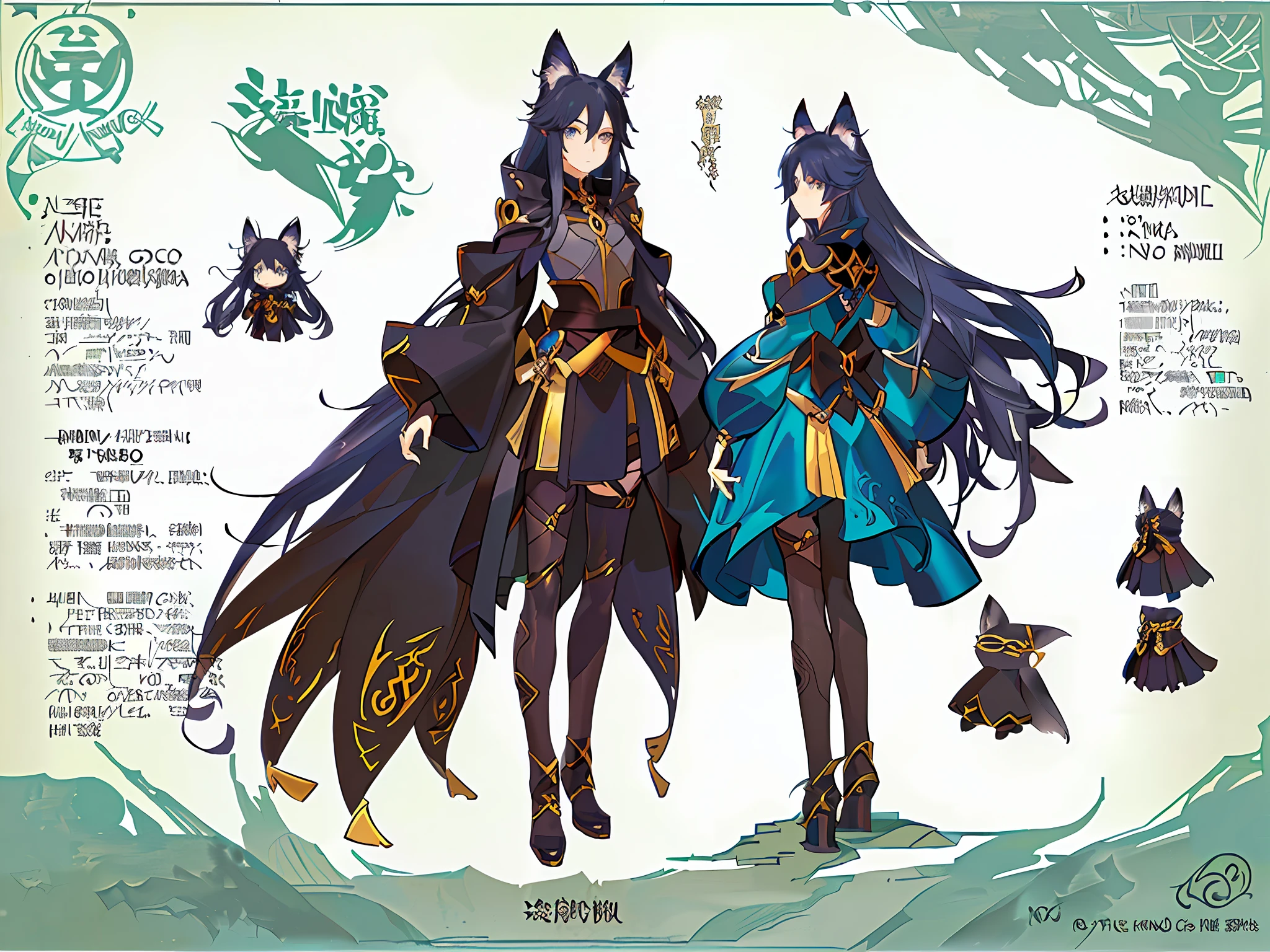Close-up of a man in a sword costume, fox fairy character design, (((character concept art)), Tomei + concept art, shadow universe character concept, anime character design, complete character design, ArtStation pixiv trend, official character art, [character design], dark three kingdoms character design, anime character reference table