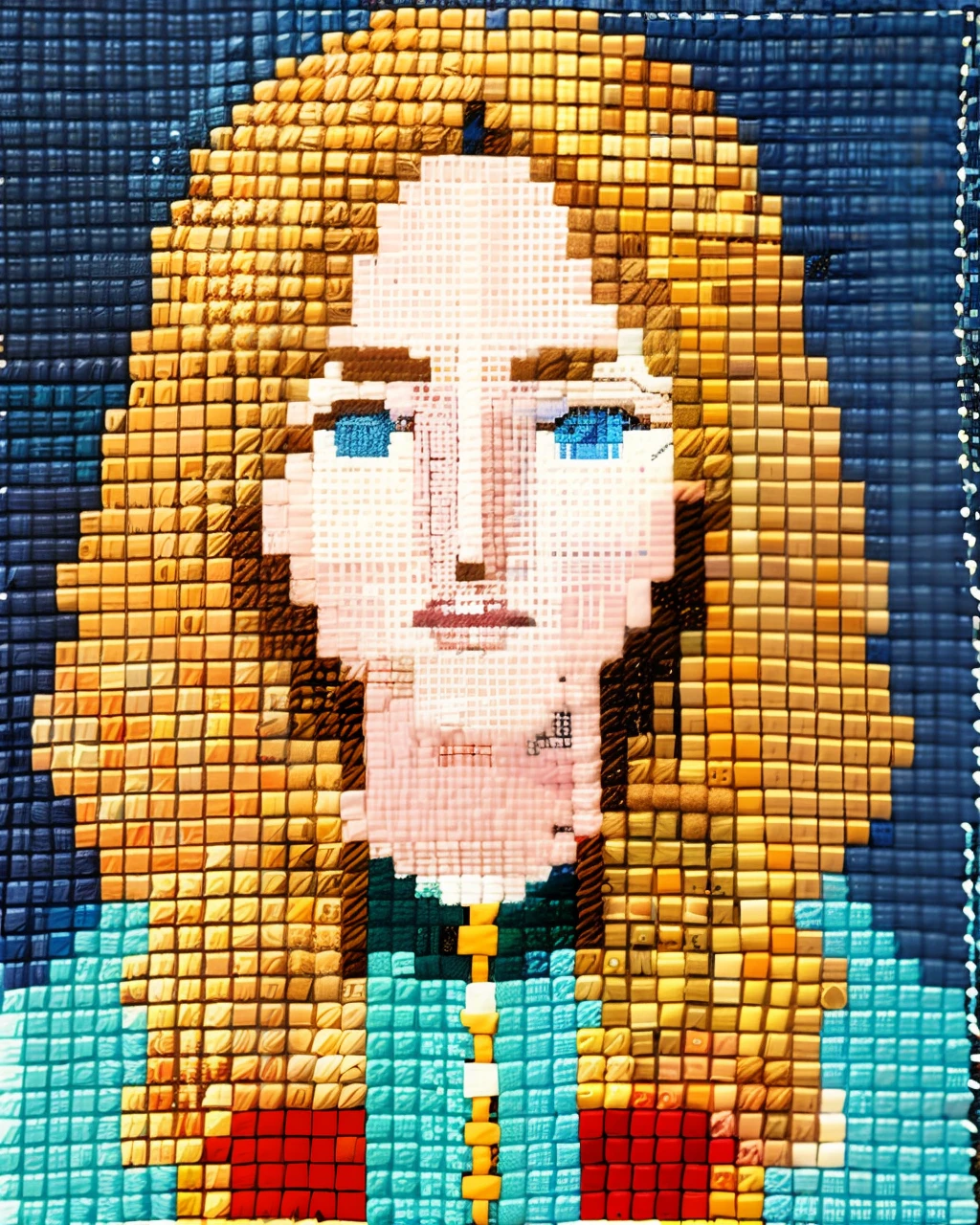 cross stitch pattern with face of girl