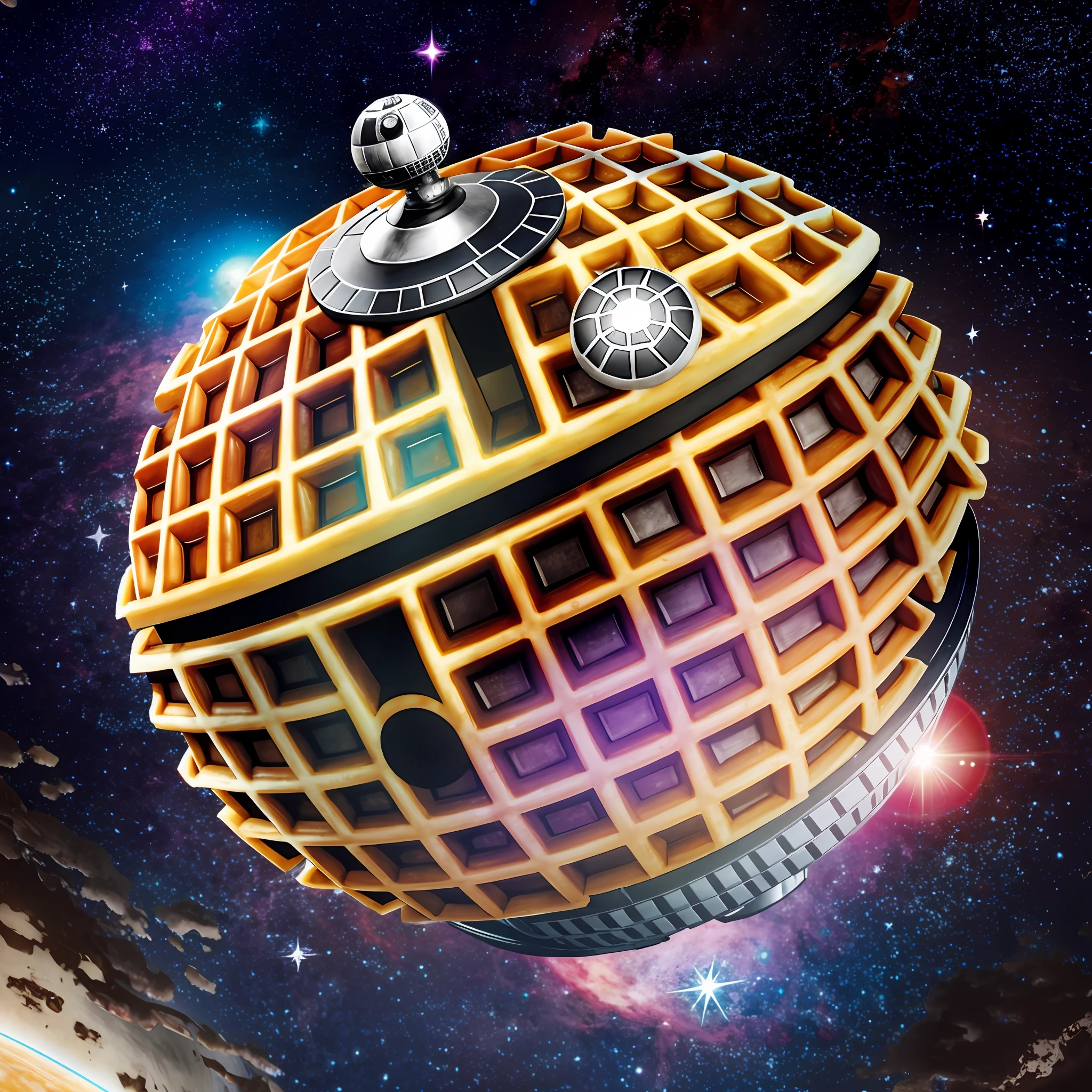 Waffle Death Star, Stars and Planet Background