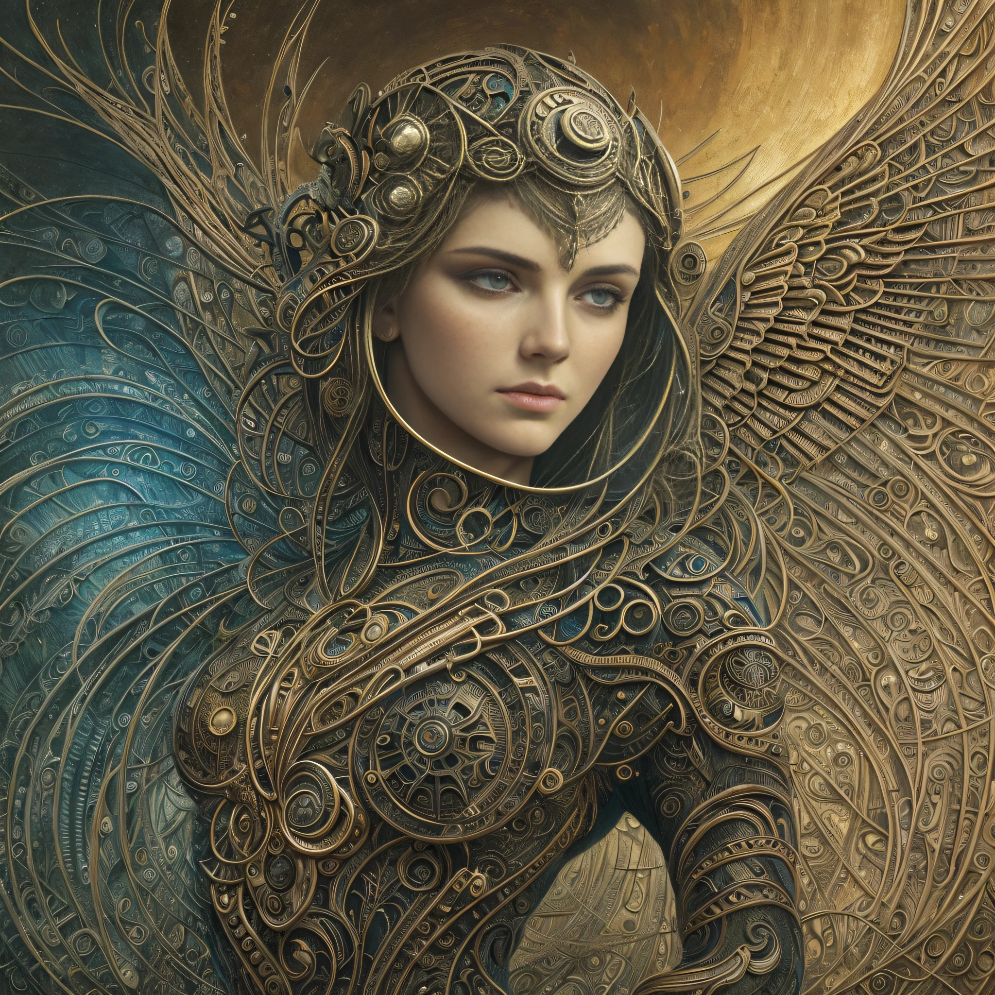 Beautiful woman industrial 1900s gangster portrait, perfect detailed face, angel wings, detailed symmetrical circular rainbow, realistic and stunning realistic pictures Italian mafia characters, 3d rendering, octane rendering, intricately detailed, cinematic, trending in artstation, isometric, central hyperialist cover photo, Awesome Full Color, Hand-Painted, Dark, Grainy, Mucha, Klimt, Elte 12k, High Definition, Cinema, Neoprene, Portrait published in Behans Contest Winner, Stylized Digital Art, Smooth, Ultra High Definition, 8K, Unreal Engine 5, Ultra Sharp Focus, Masterpiece of Intricate Artwork, Ominous, Epic, TanvirTamim, trending at art station, artgerm, H.R. Giger, Beksinski, very detailed and vibrant --auto --s2