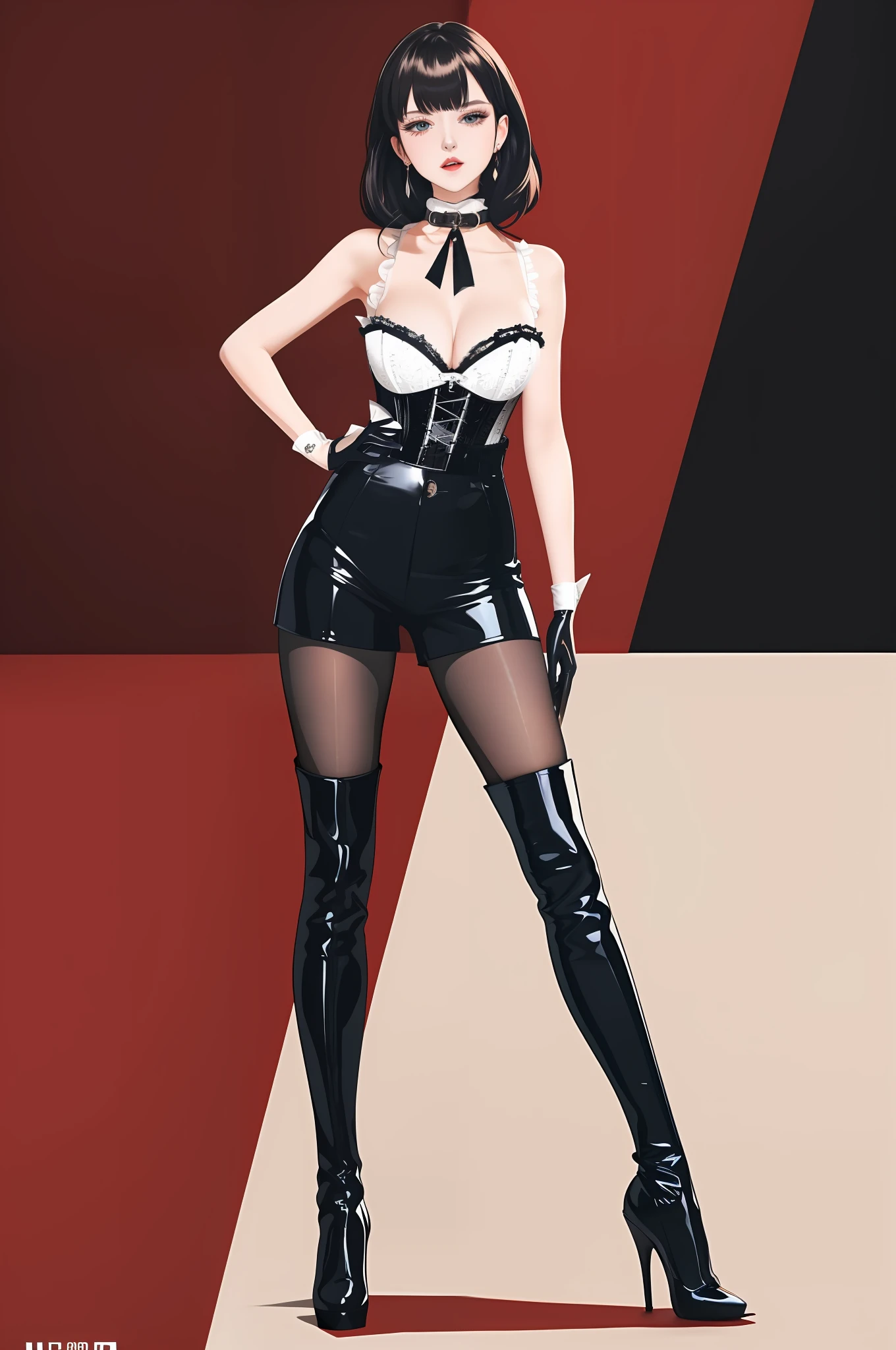 White corset, collar, NSFW, ((Best quality, 8k, masterpiece: 1.3)