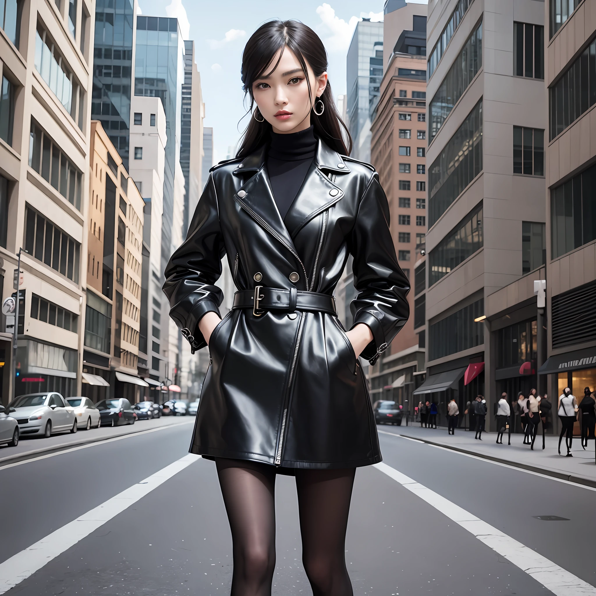 Personifying Prada as the epitome of contemporary style, envision a figure exuding effortless chic. Dressed impeccably, they exude confidence and elegance. The scene is set against a vibrant urban backdrop or a high-end fashion event, reflecting the cutting-edge nature of Prada. Photography captures the sleek lines and refined aesthetics. Photography, modern fashion style, --ar 16:9 --v 5 --auto --s2
