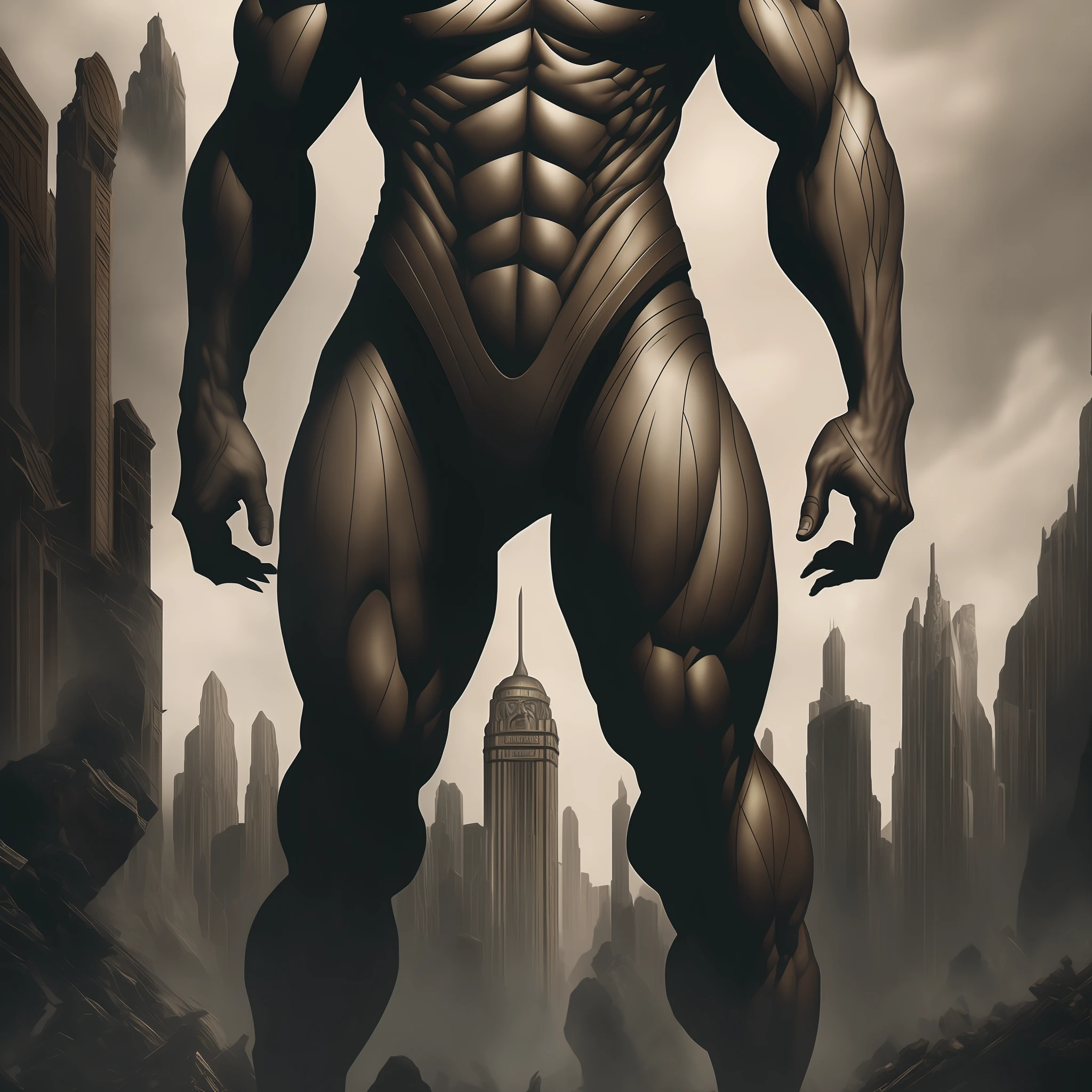 Generate realistic images of the Titans from the series 'Attack on Titan,' highlighting their unique and menacing characteristics. Capturing their disproportionate bodies, textured skin, and intimidating expressions is crucial. Create a series of images with different poses, angles, and special abilities, conveying the grandeur and danger they pose to humanity. Maintain the dark and oppressive atmosphere of the series --auto --s2