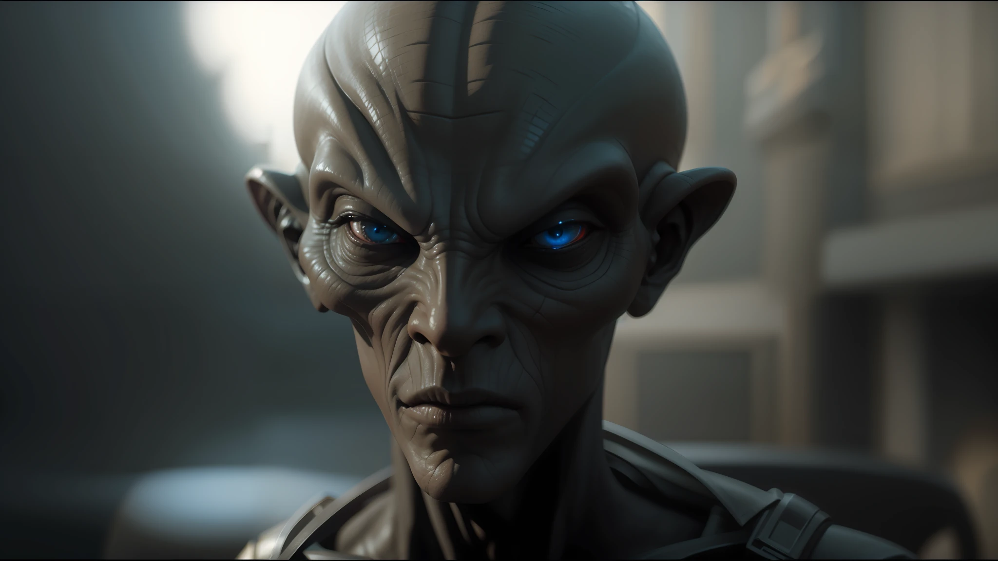 there is a close up of a man with a strange face, 3d octane cycle unreal engine 5, from the sandman netflix show, realistic alien, detailed face and body, the artist has used bright, necromorph, clean borders ; photorealistic, djinn, side view of a gaunt, alien woman, inspired by Vasily Andreevich Tropinin --auto --s2