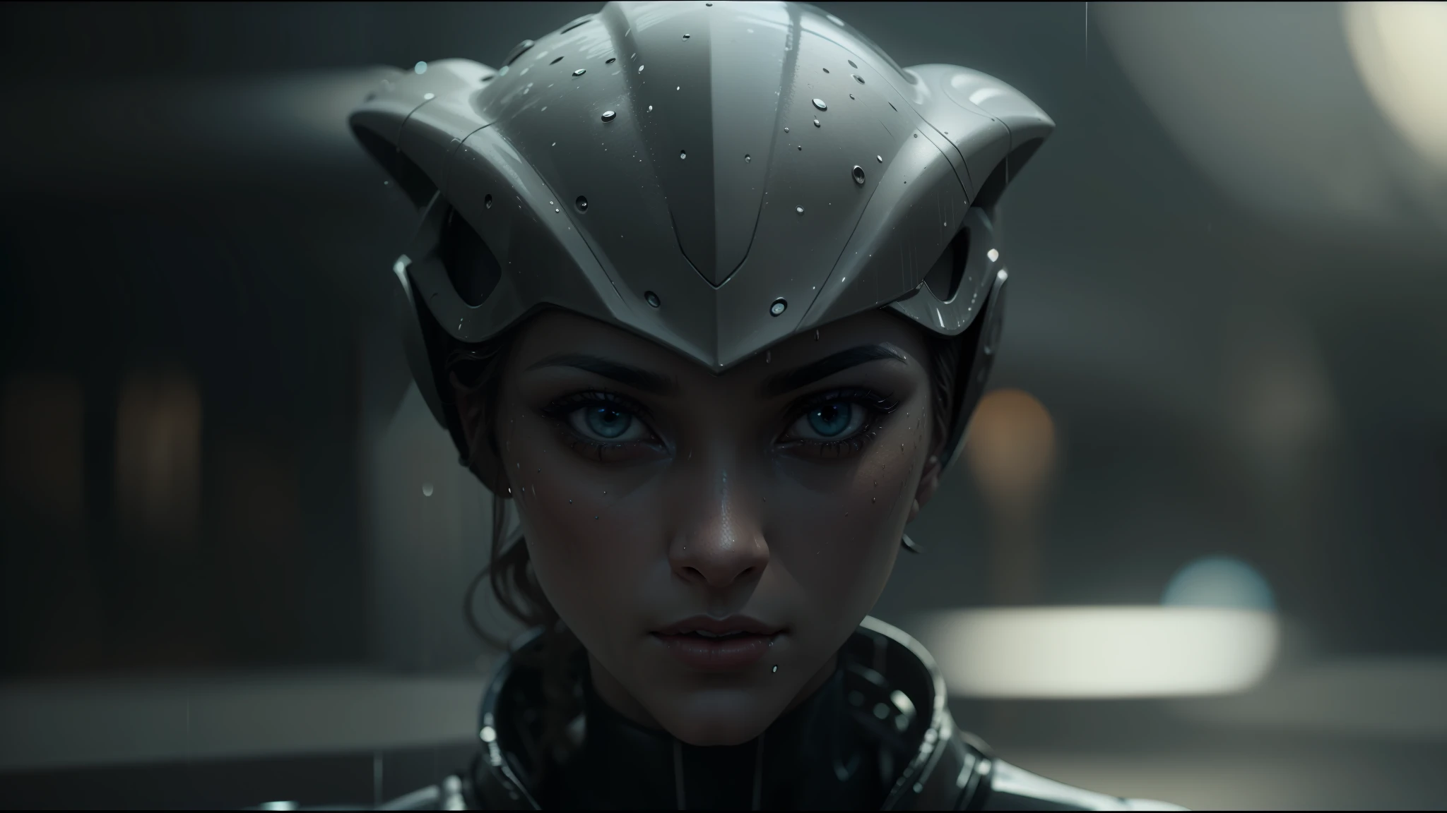 alien man in a wet suit with a helmet on in the rain, highly detailed vfx portrait, beautiful and elegant female elf, f1.8 anamorphic, an alien working on a computer, beautiful face + symmetry face, inspired by François Joseph Heim, still image from the movie, matriarchy, redshift, grey alien --auto --s2