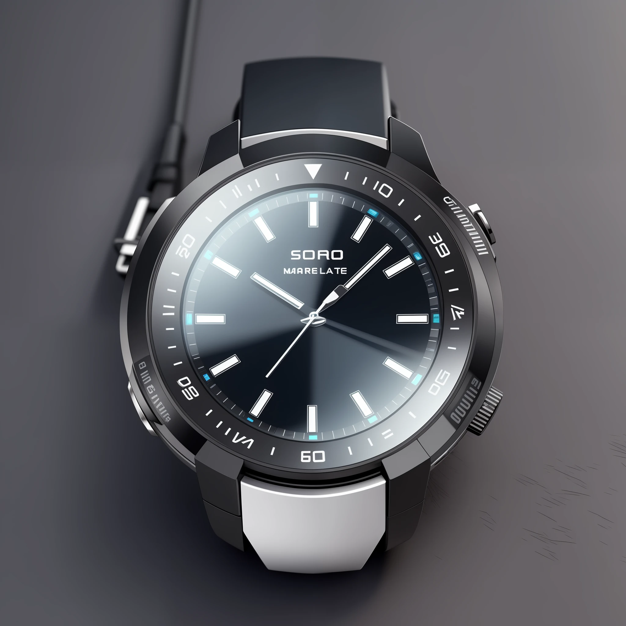Display screen: OLED screen technology can display high-definition images and excellent color performance.
Exterior design: Borrowing from the design sense of cyberpunk, the main colors of black and silver are used, and with a thick surface texture, making the entire watch look more technological and futuristic.
Functions: The watch should be equipped with multiple functions, such as Bluetooth connection, Wi-Fi connection, heart rate monitoring, step counting, call function, SMS reminder, map navigation, etc. In addition, you can also consider adding some more technological features, such as voice recognition.
Charging method: Consider using a wireless charger or fast charging technology to make it more convenient for users to charge.
Materials: High-quality materials such as carbon fiber, titanium, etc. are used to make the watch more durable. --auto --s2