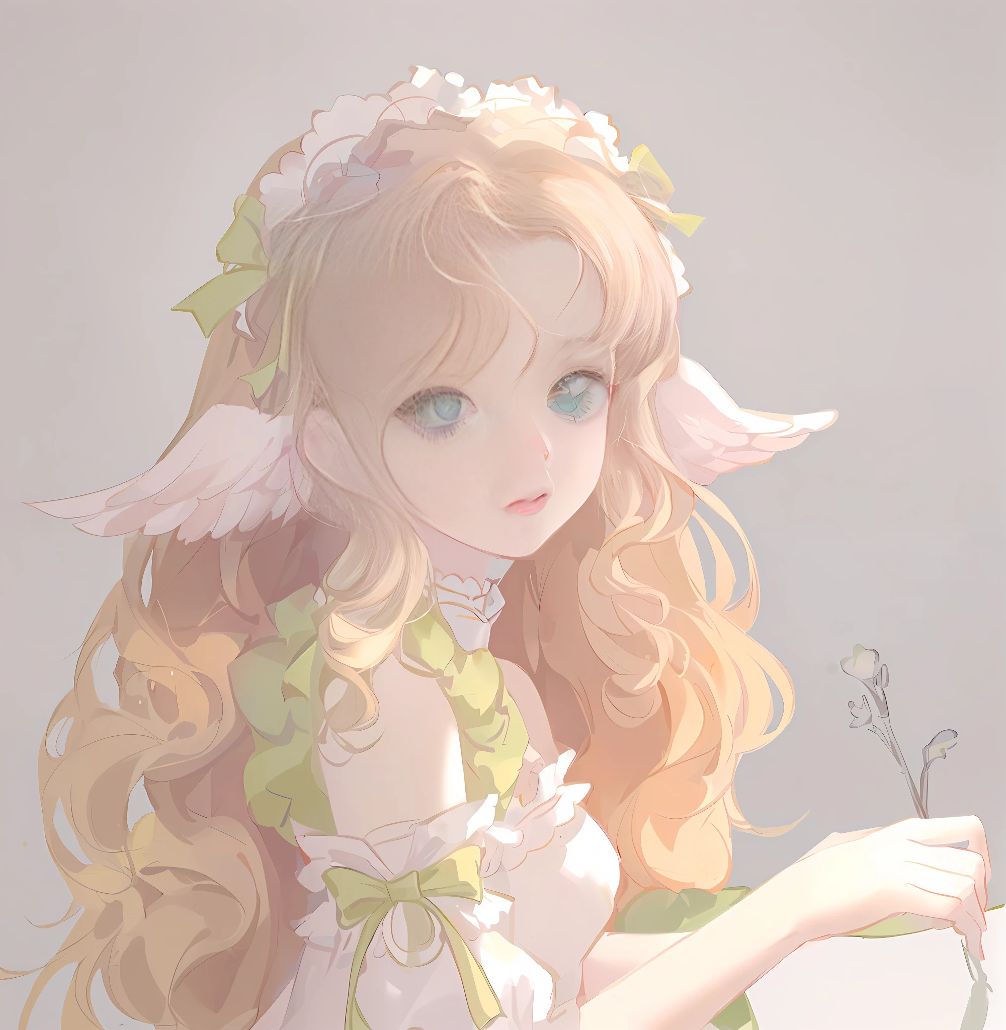 anime girl sitting on a chair with a bird flying around her, guweiz on pixiv artstation, guweiz on artstation pixiv, kawacy, artwork in the style of guweiz, trending on artstation pixiv, guweiz, digital art on pixiv, in dress, pixiv contest winner
