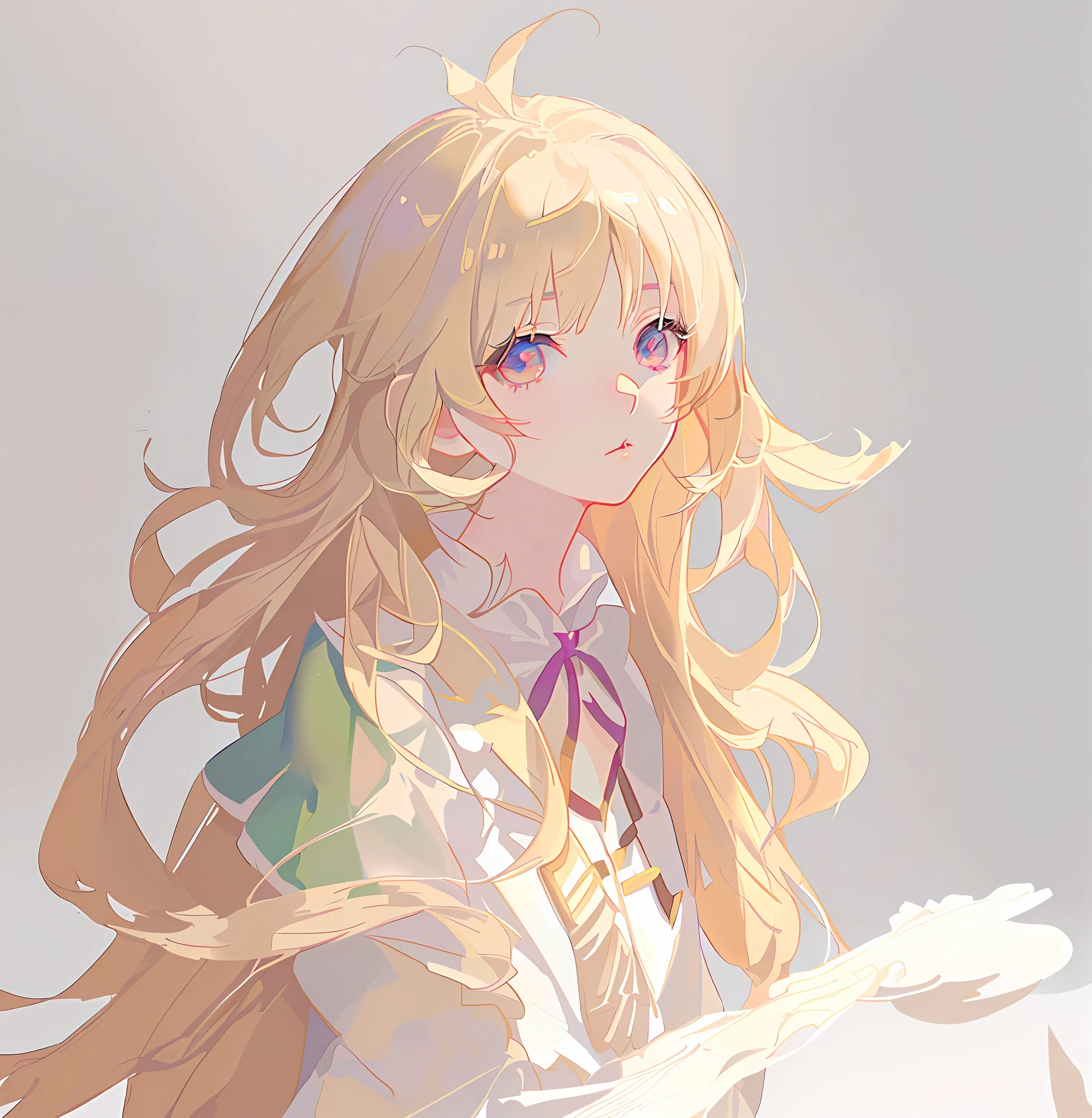 anime girl with long blonde hair holding a scissors and a book, soft anime illustration, made with anime painter studio, loish and wlop, detailed fanart, digital art on pixiv, painted in anime painter studio, zerochan art, loli, kawaii realistic portrait, guweiz, anime artstyle, detailed digital anime art, digital anime illustration
