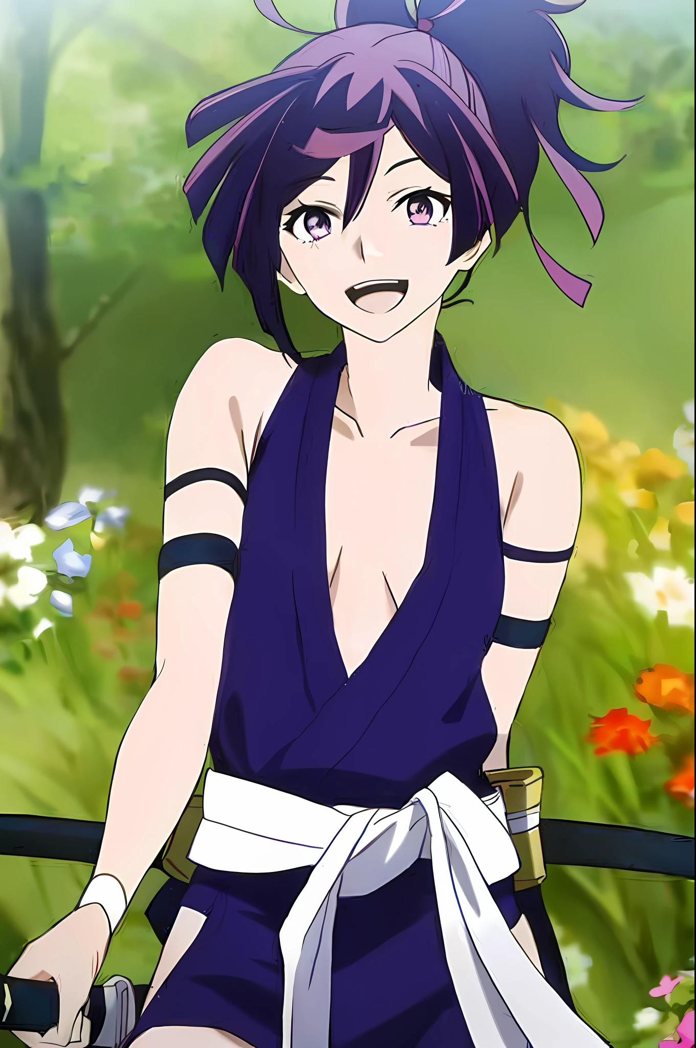 a close up of a person with a sword in a field, juri misaki, hana yata, rin, mai yoneyama, rei hiroe, misato katsuragi, shuushuu anime image, as an anime character, hinata hyuga, okata kazuto, inspired by Okumura Masanobu, female anime character