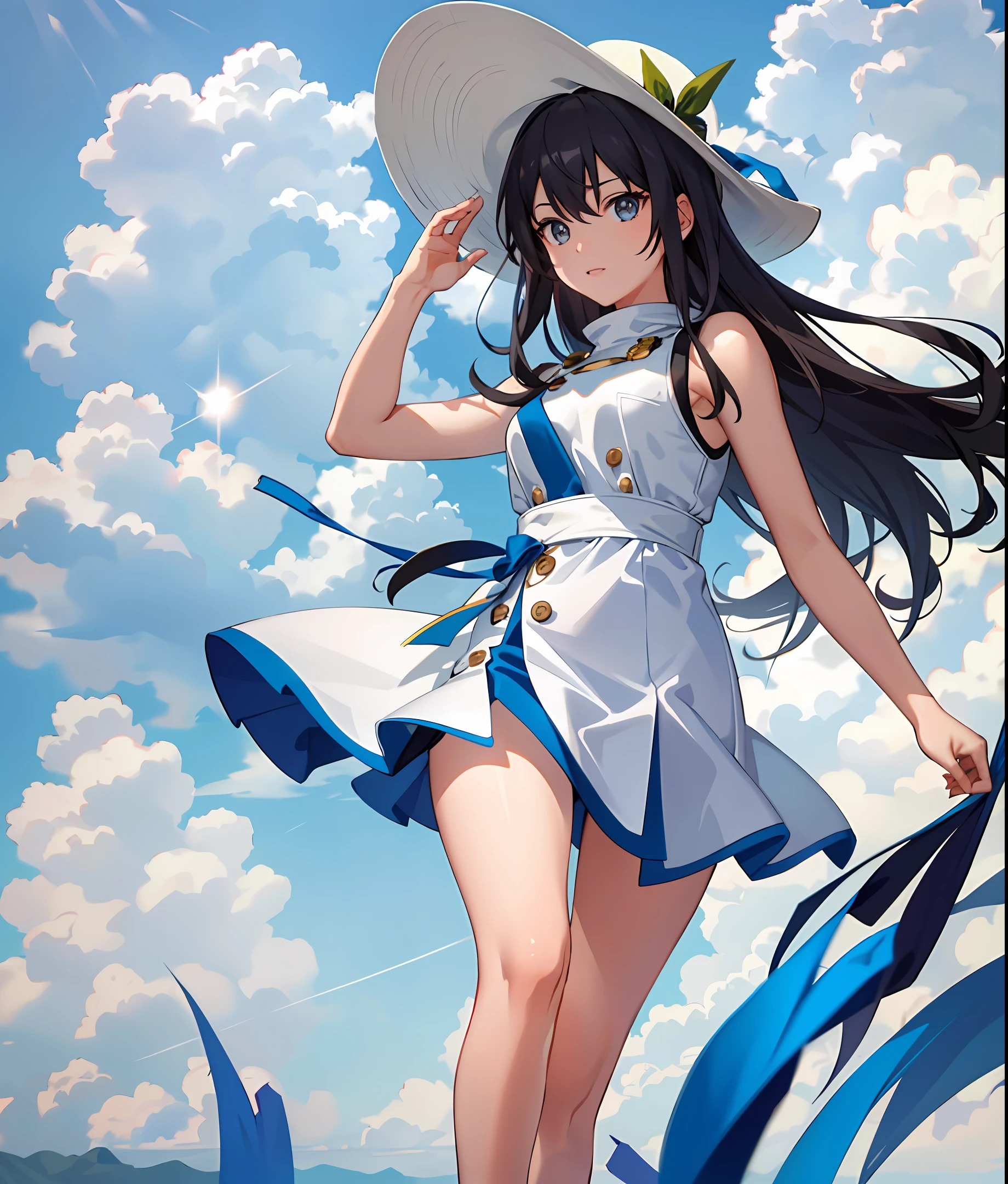 High resolution, ultra detail, girl single person, from top, space, satellite, running pose, wide angle lens distortion