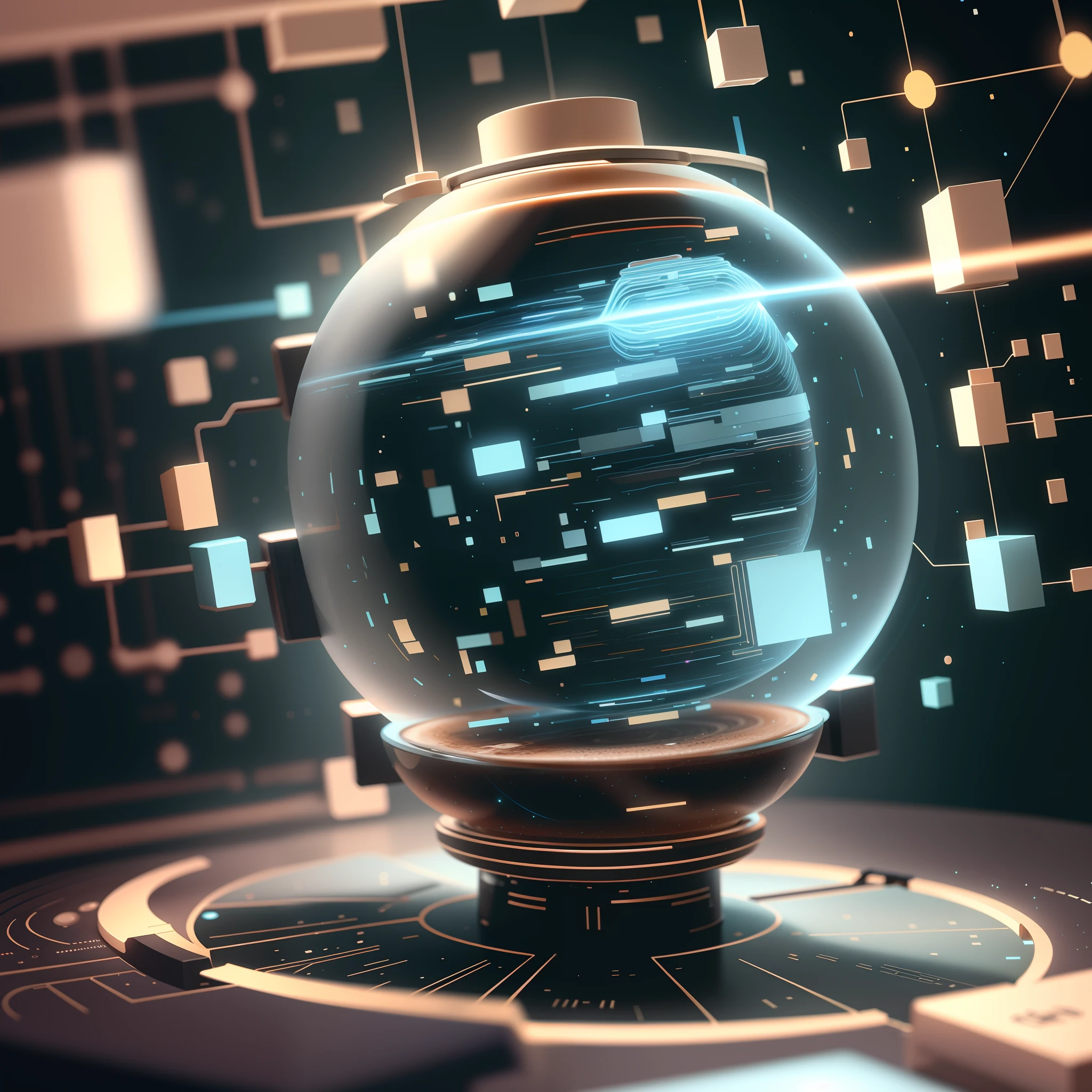 nodestech, data-space ,floating nodes ,holographic , coffee machine ,