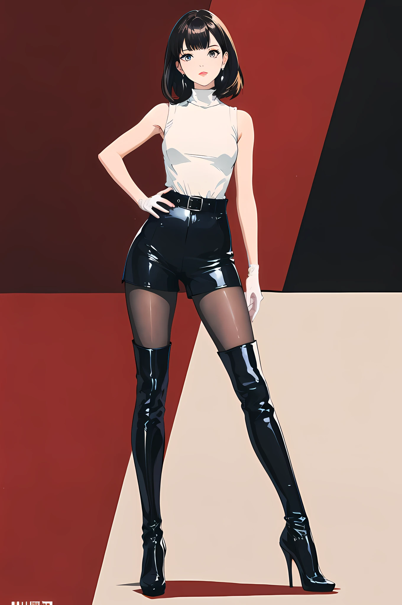 Black gloves, black short gloves, black latex short gloves