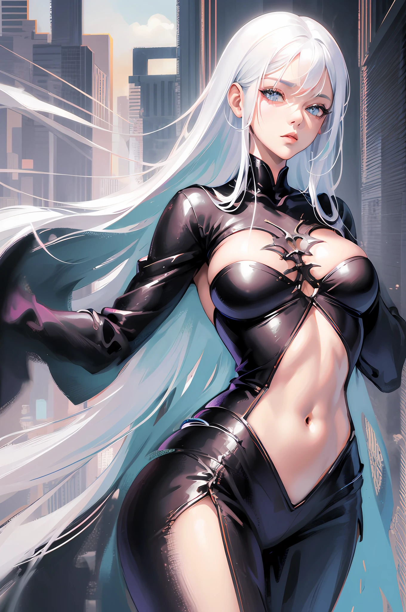 anime girl with white hair and black clothes posing naked, extremely detailed artgerm, detailed digital anime art, artgerm on artstation pixiv, guweiz on pixiv artstation, guweiz on artstation pixiv, fanart best artstation, :: rossdraws, trending on artstation pixiv, rossdraws 2. 5