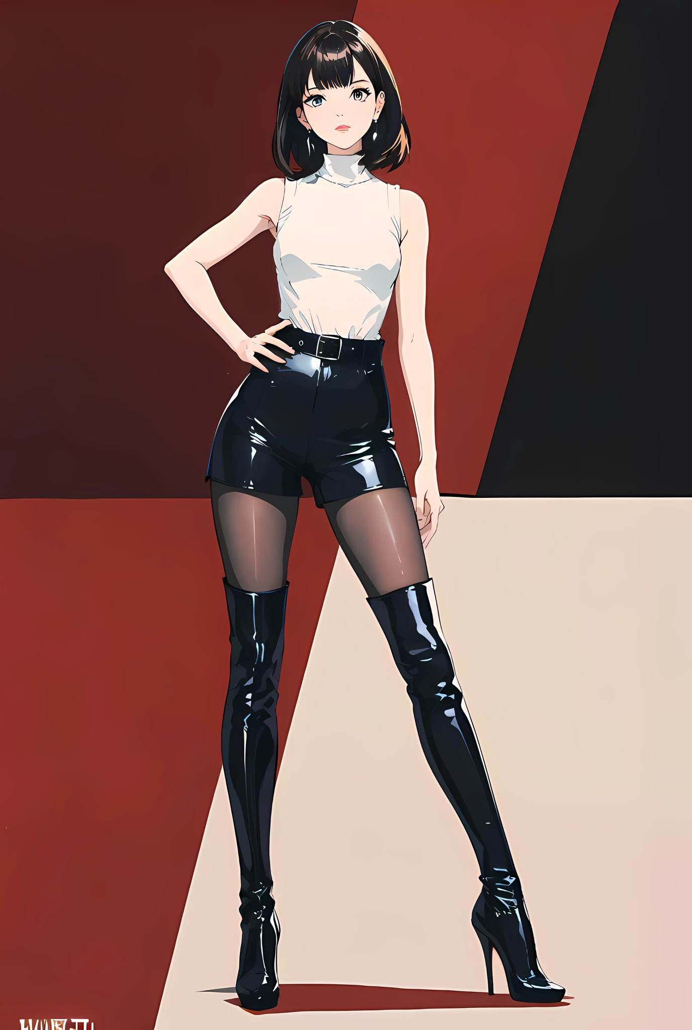 anime girl in black latex posing for a picture, inspired by Russell Dongjun Lu, inspired by Yanjun Cheng, fully clothed. painting of sexy, artstyle : ilya kuvshinov, in style of digital illustration, ilya kuvshinov. 4 k, fashion study, artwork in the style of guweiz, cypherpunk fashion illustration