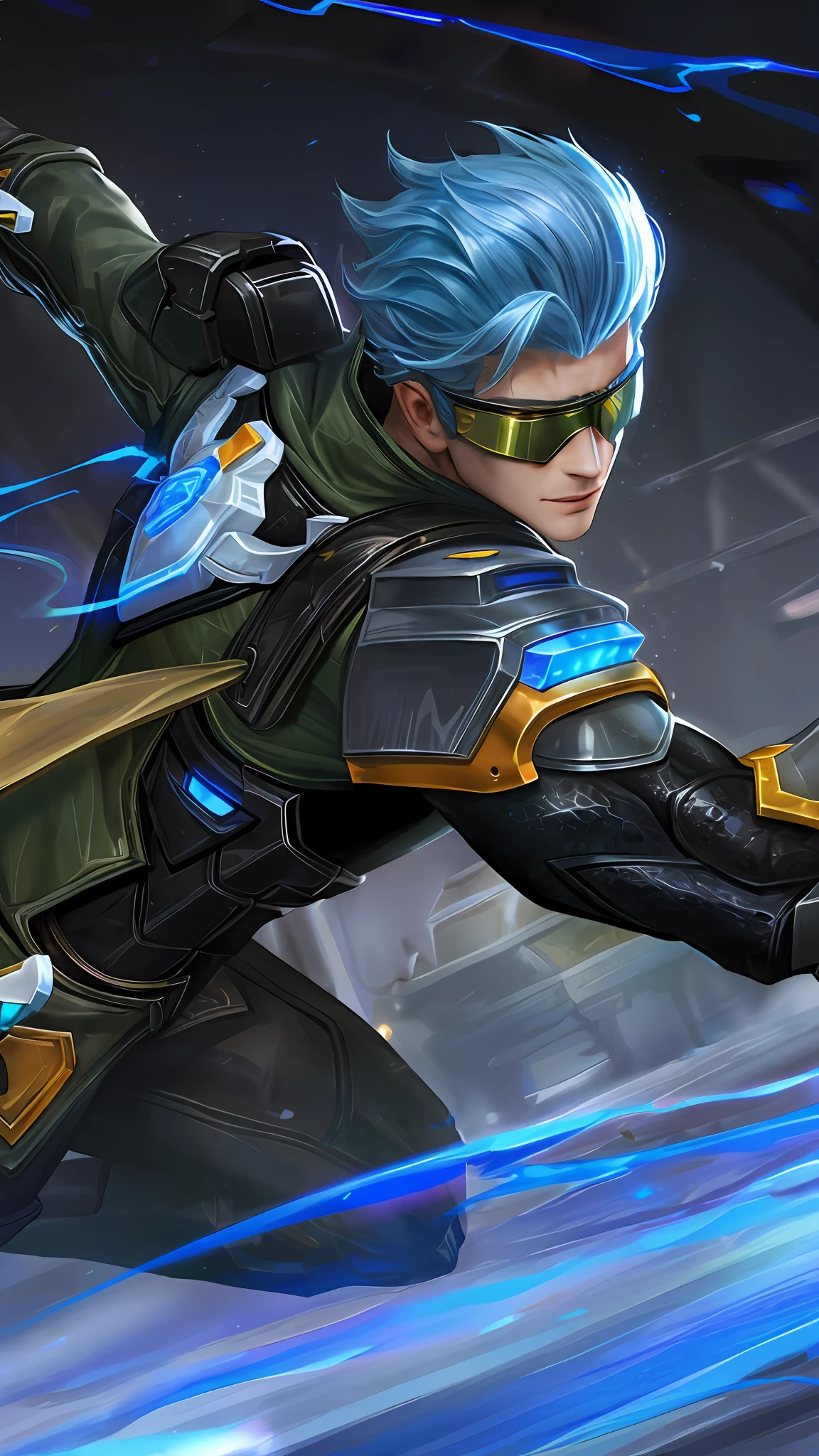 (Absurdres, Intricate Details, Masterpiece, Best Quality, High Resolution, 8k), 1 male, thin, young, aged up, masked, finely detailed eyes and face, auburn low-fade hair, amber eyes, portrait, looking at viewer, solo, half shot, detailed background, (light fantasy theme:1.1), focusing, mercenary, sunshine, floating scraps, color plate armor, divine aura, bright realistic lighting, marble castle, intense atmosphere, circlet, coat of arms, brazier, , Depth of Field, VFX. wear an eyepatch