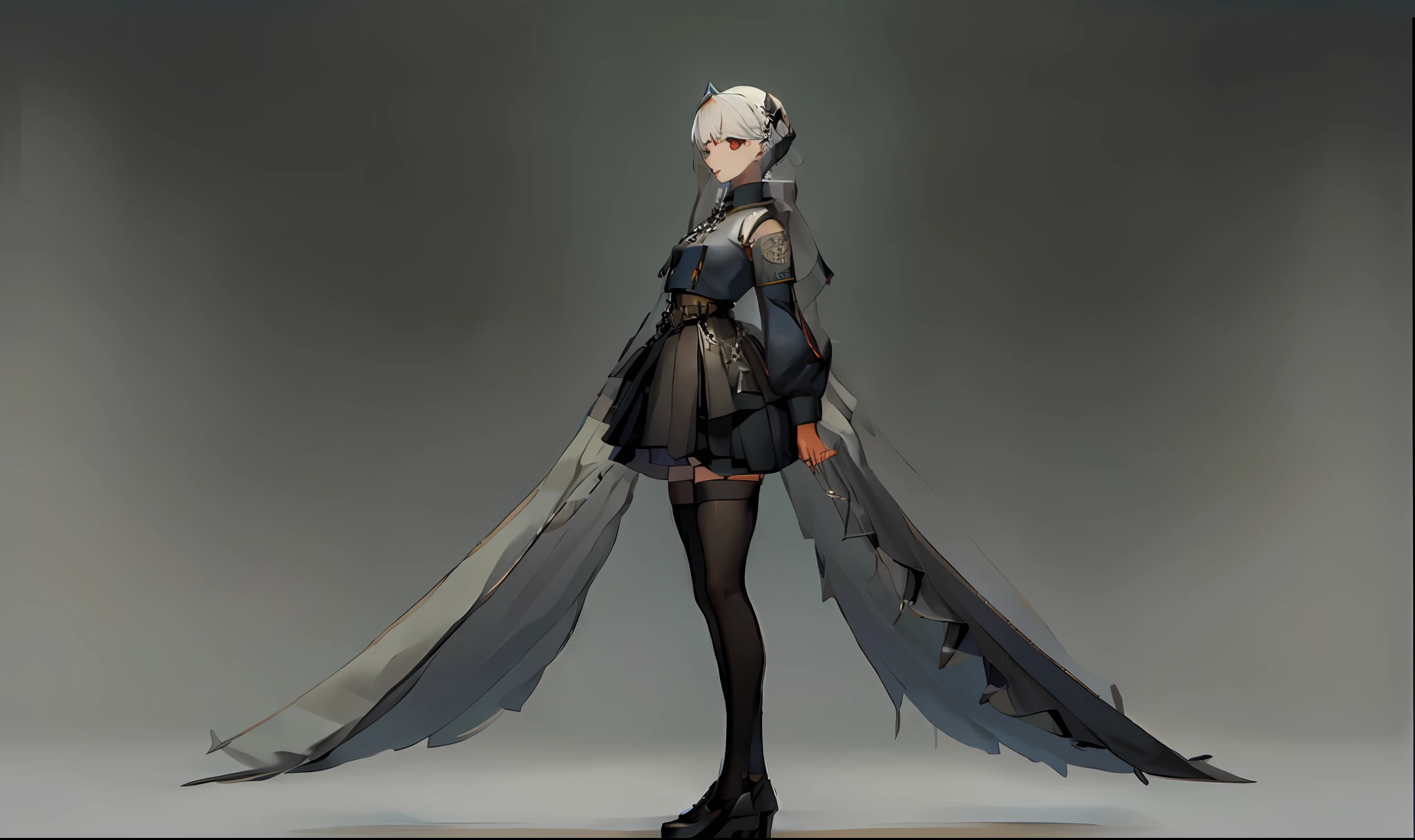(Masterpiece, top quality), Female, Adult,, Late 20s, Solo, ((Full body)), White background, (Front angle)), ((Front view))), Straight forward, Flat background, Standing, Details Uniform, Sophisticated clothing, Pastel colours, White skirt, Sailor colours, Sailor suit, White hair, Blue hair, Long hair, Princess cut, Braided hair, Transparent, Smile, Crystal, Diamonds, Military Uniform Design, Chain, Belt, Metal Accessory, Fashion Fashion, Sheer Skirt, Layered Outfit, Garter Belt, Editorial Fashion, Synth Wave, Organdy, (Serafku Dress), Goth Loli Fashion, Long Skirt, Belt Chain, Clear Cloth Cloak Wrapped Around the Waist, (( Stand up straight)), character design, still view, military uniform design, thin belt hanging from skirt, 30 years old, standing, upright