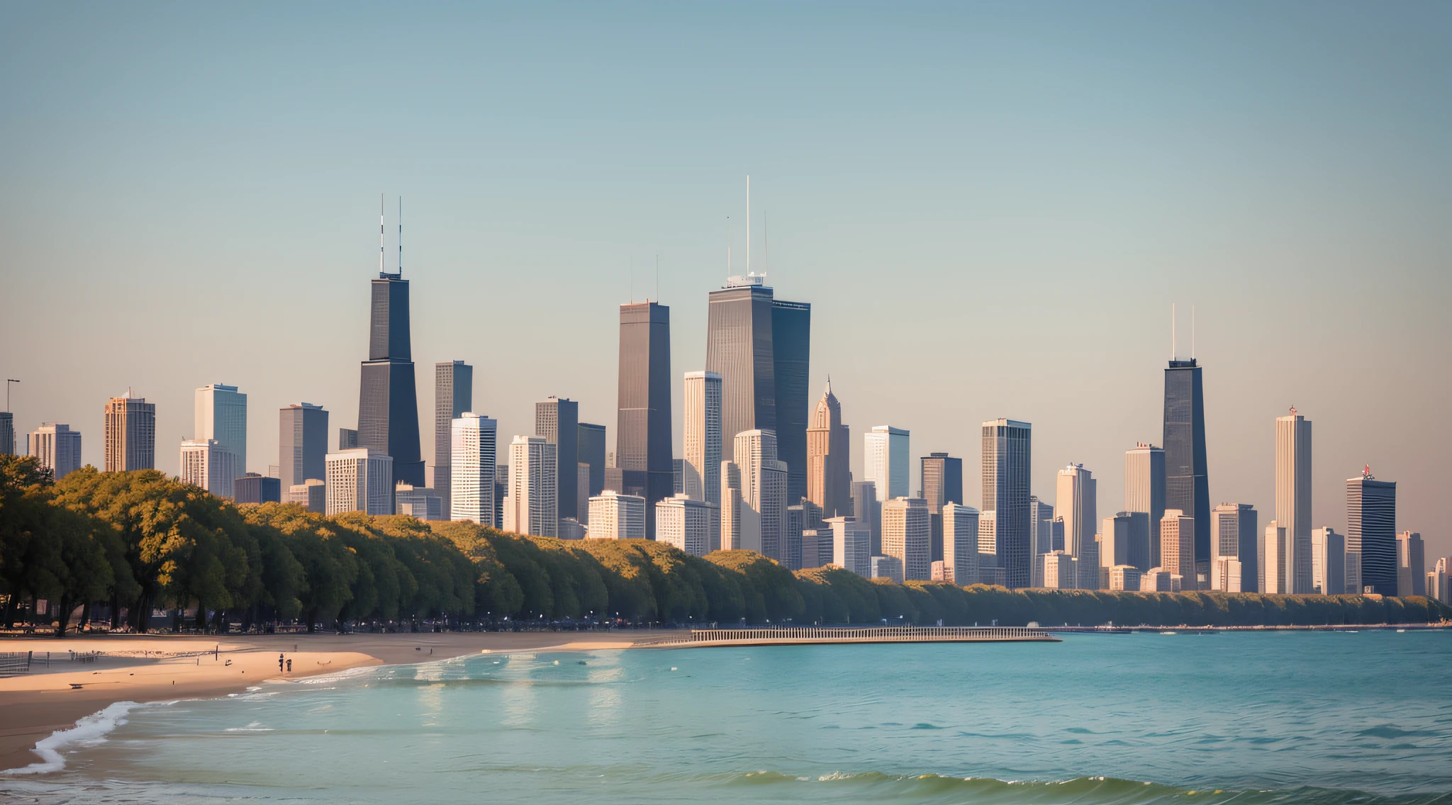 Chicago skyline from North Avenue Beach --auto --s2