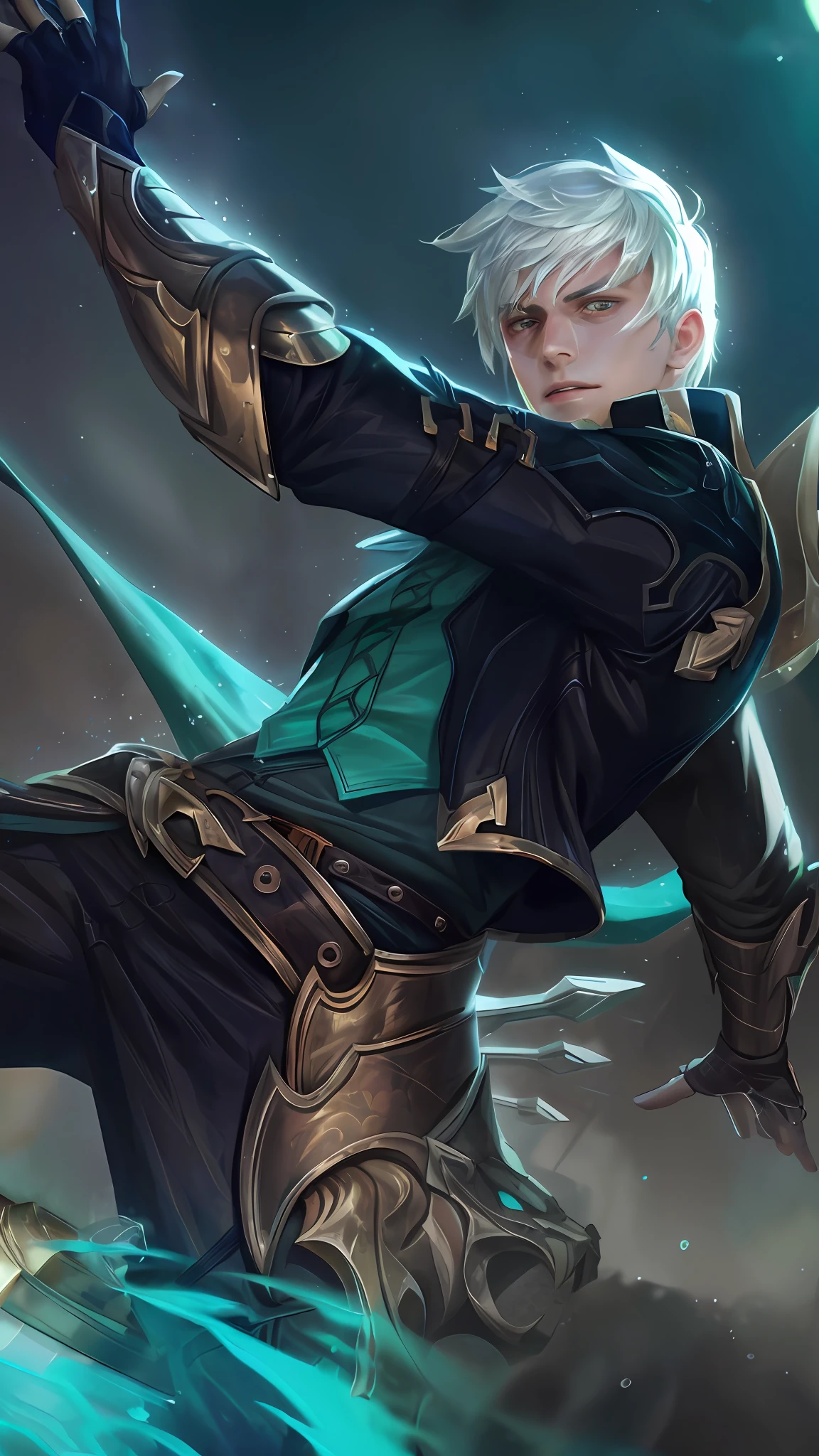 (Absurdres, Intricate Details, Masterpiece, Best Quality, High Resolution, 8k), 1 male, thin, young, aged up, masked, finely detailed eyes and face, auburn low-fade hair, amber eyes, portrait, looking at viewer, solo, half shot, detailed background, (light fantasy theme:1.1), focusing, mercenary, sunshine, floating scraps, color plate armor, divine aura, bright realistic lighting, marble castle, intense atmosphere, circlet, coat of arms, brazier, , Depth of Field, VFX. wear an eyepatch