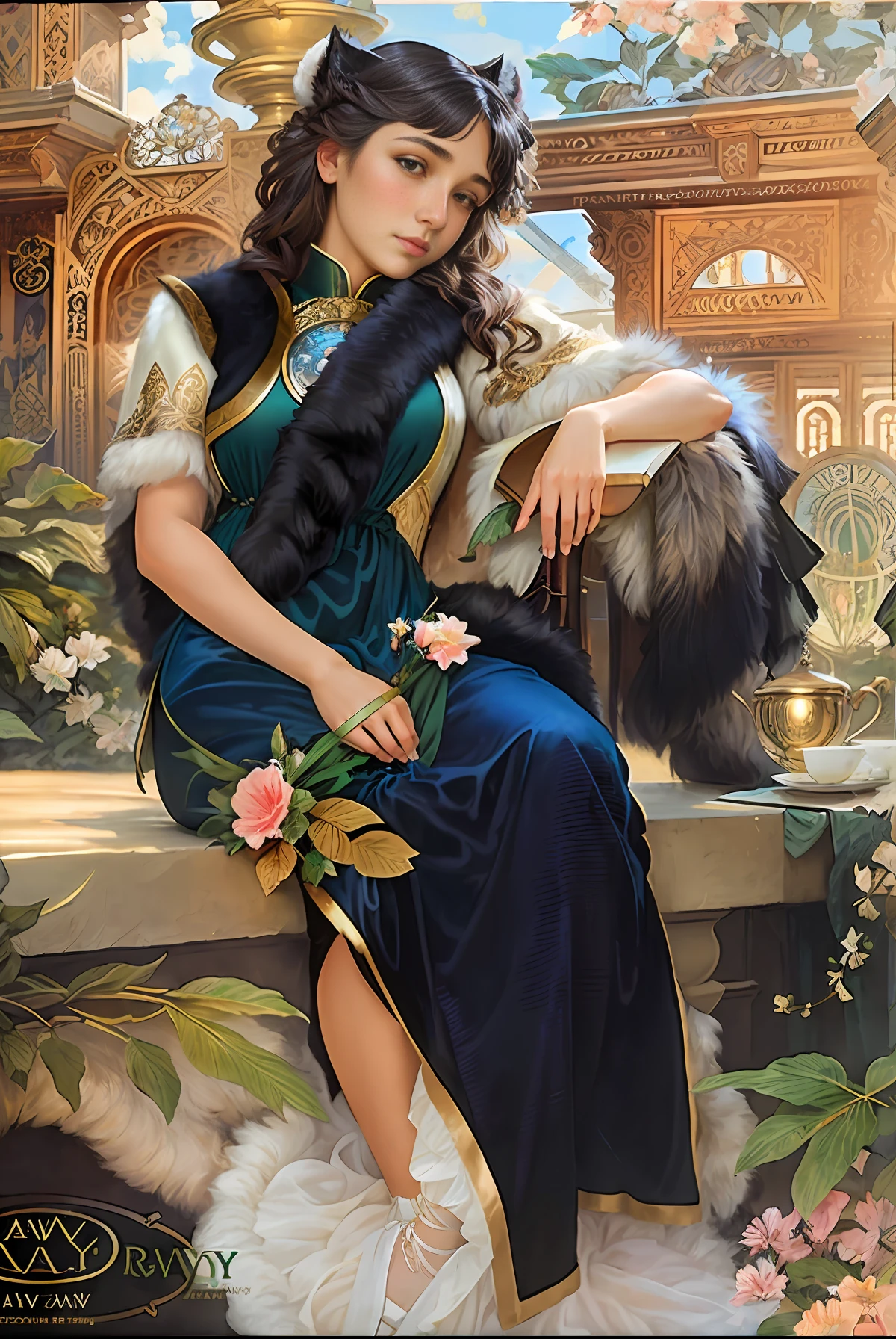 (Positive Focus,raw photo), Portrait Close-up, (In the Dark:1.1), Surrealist Female Portrait David Hockney and Alphonse Mucha,Fantasy Art, 1 Girl, Wearing Gorgeous fur, Photo Realistic, Dynamic Lighting, Artstation, Poster, Volumetric Lighting, Very Detailed Faces, 4 K, Award-Winning Award, 1 Girl, Shadow, Understated, (official costume: 1.4, gorgeous fur, intricate costumes, furs), looking at the camera, half-body shot, ((realistic face))),