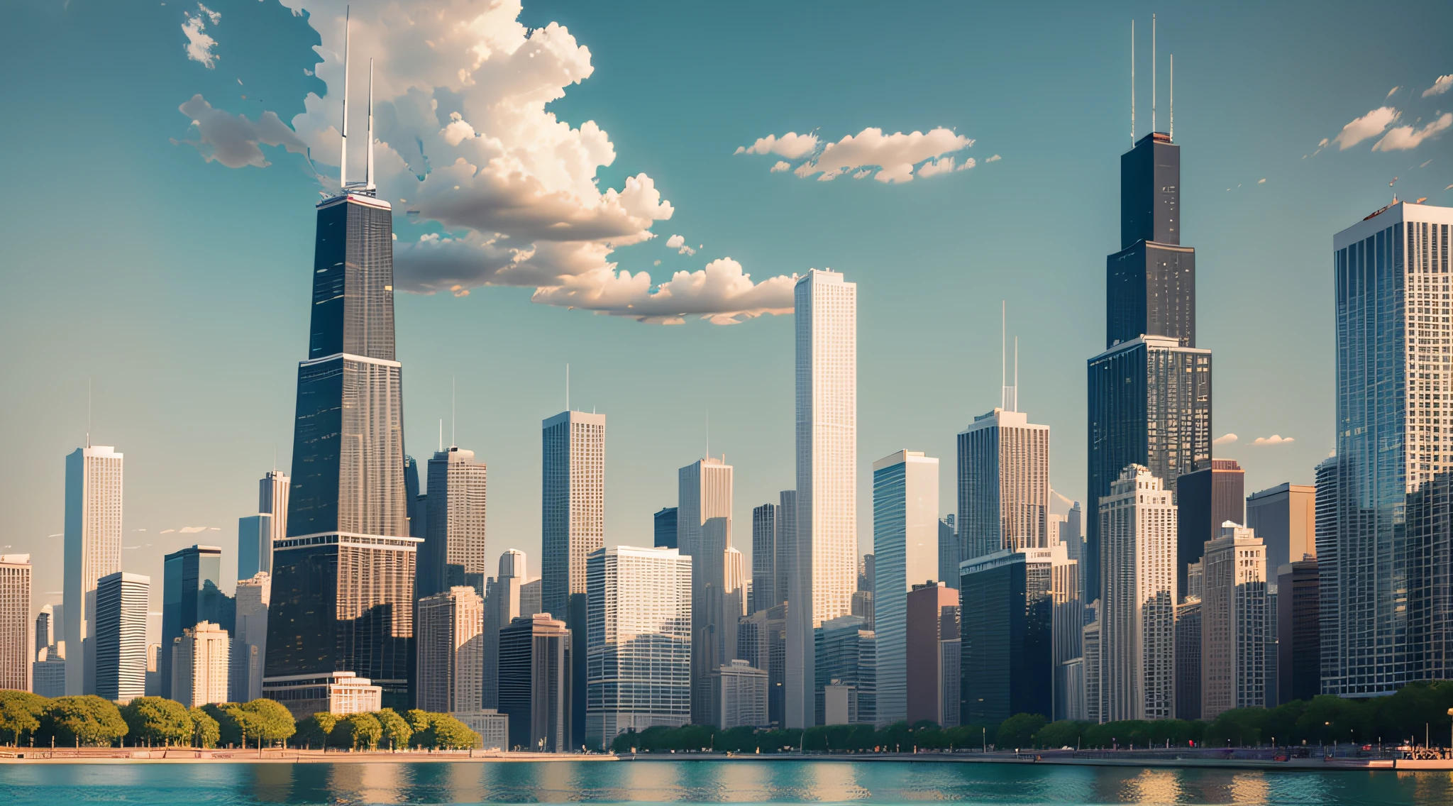 Chicago skyline as viewed from Solidarity Drive. --auto --s2