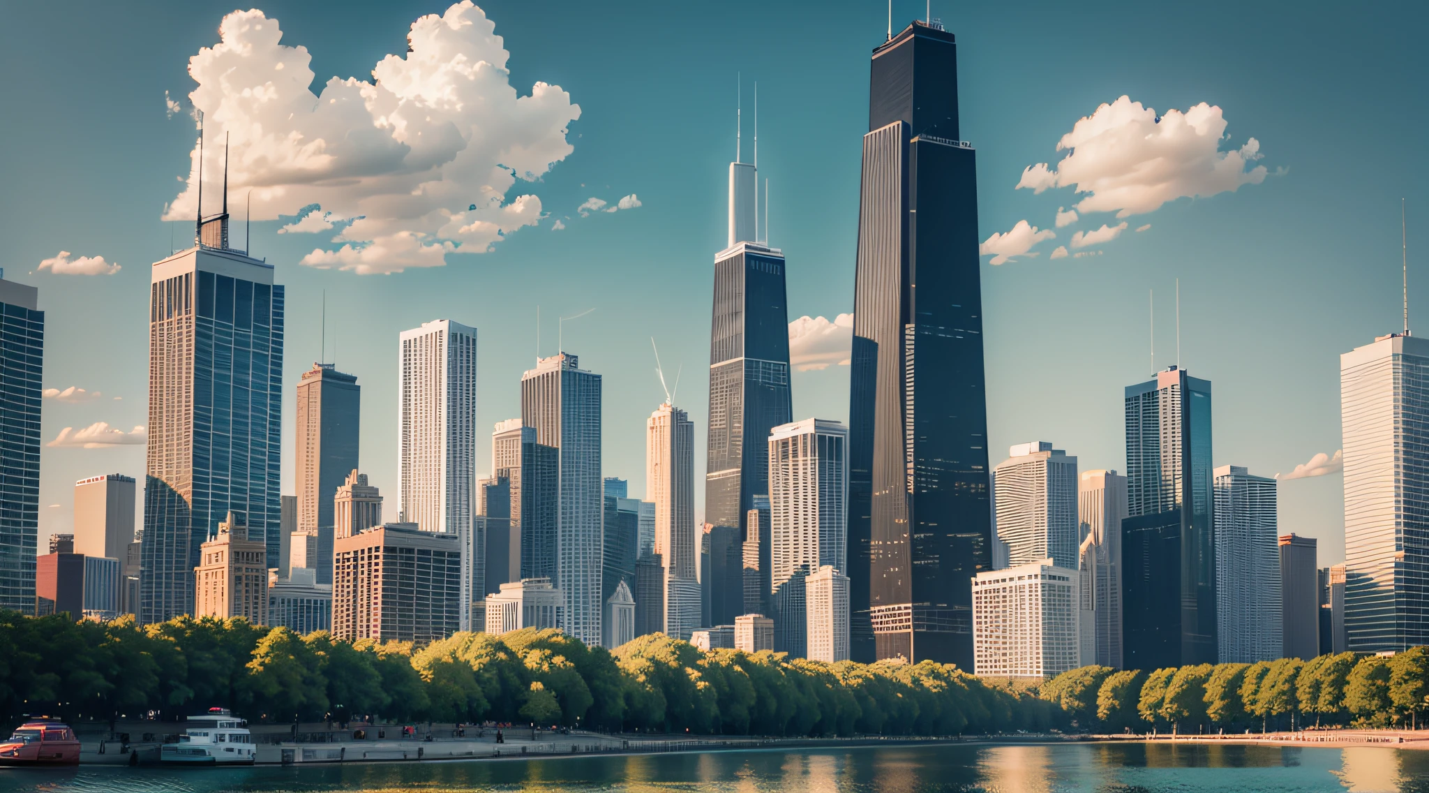 Chicago skyline as viewed from Solidarity Drive. --auto --s2