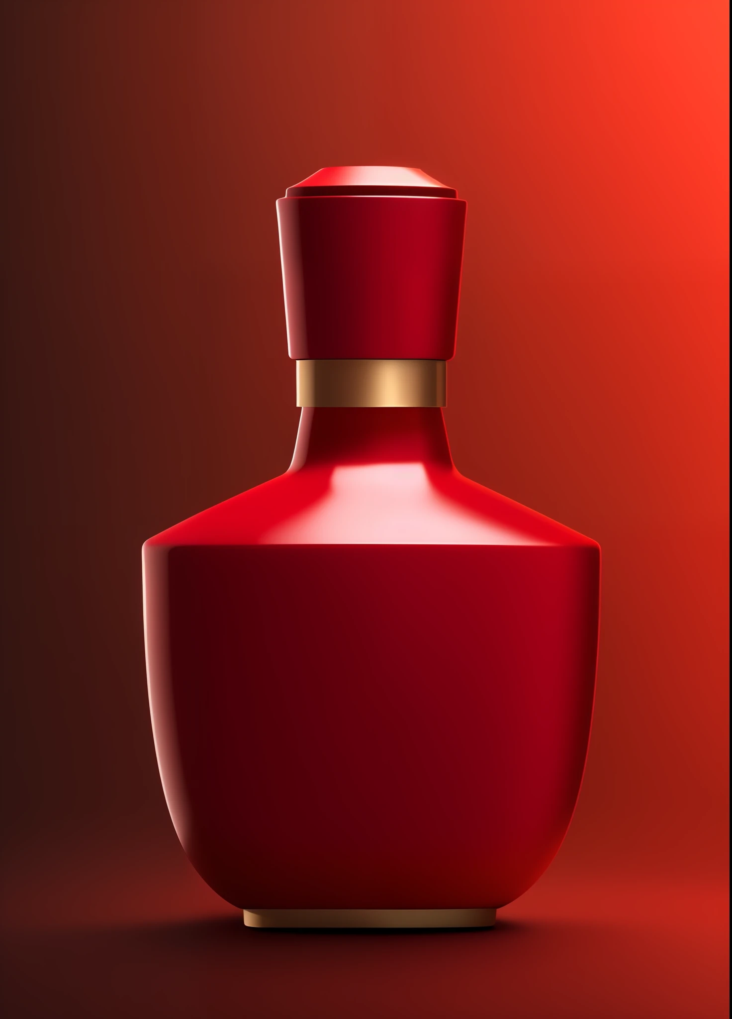 8K ultra-high-definition red bottle, independent of the white background, gold lid, fine but detailed, texture through the rendering light, three-dimensional painting, wide front lighting, vray rendering, help you show and create.