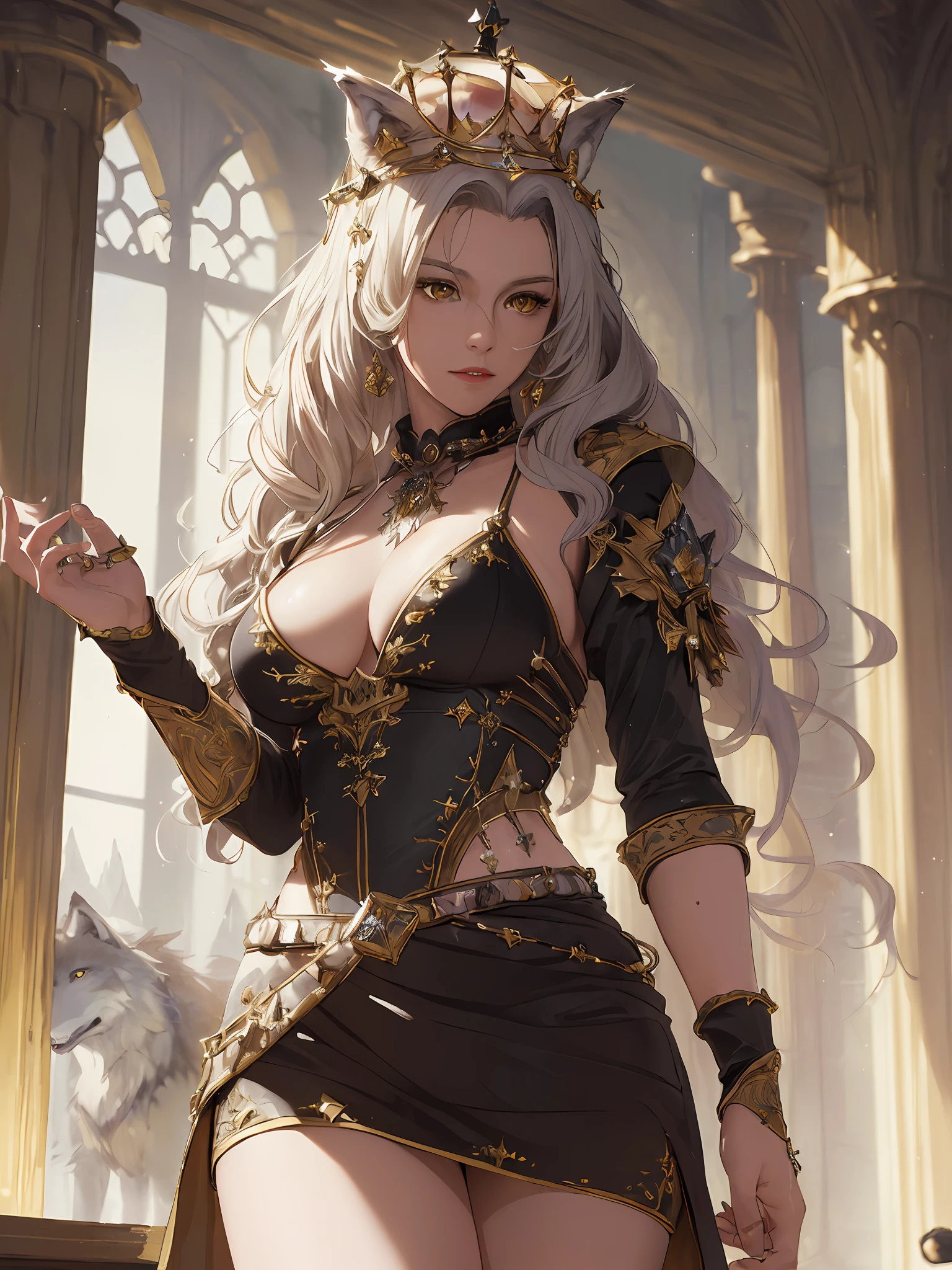 (((Masterpiece, Best Quality, High Definition, High Detail)))), ((((Fantasy))), One, (((Queen Wolf))))