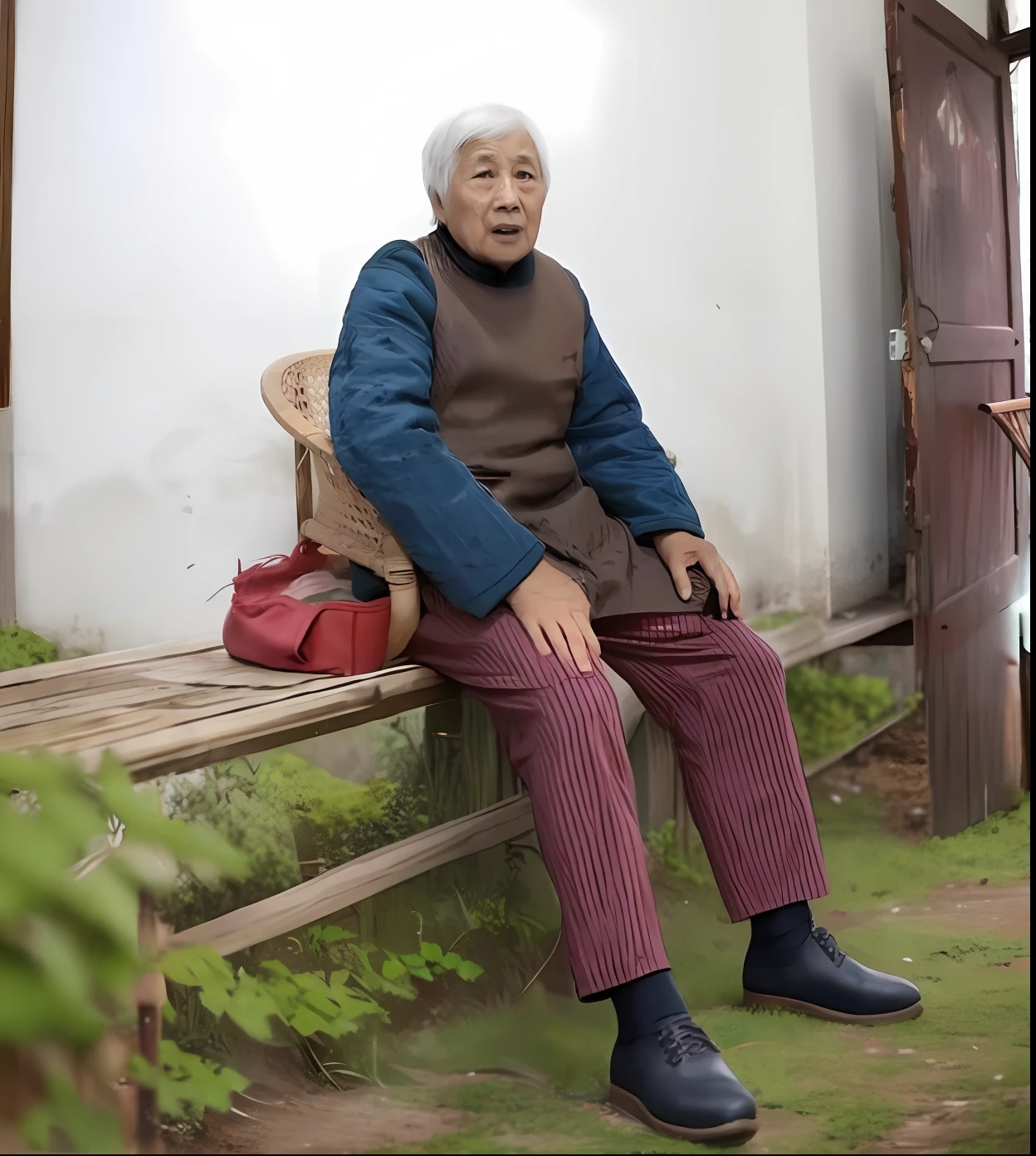 Old people, countryside, legs, wearing pants