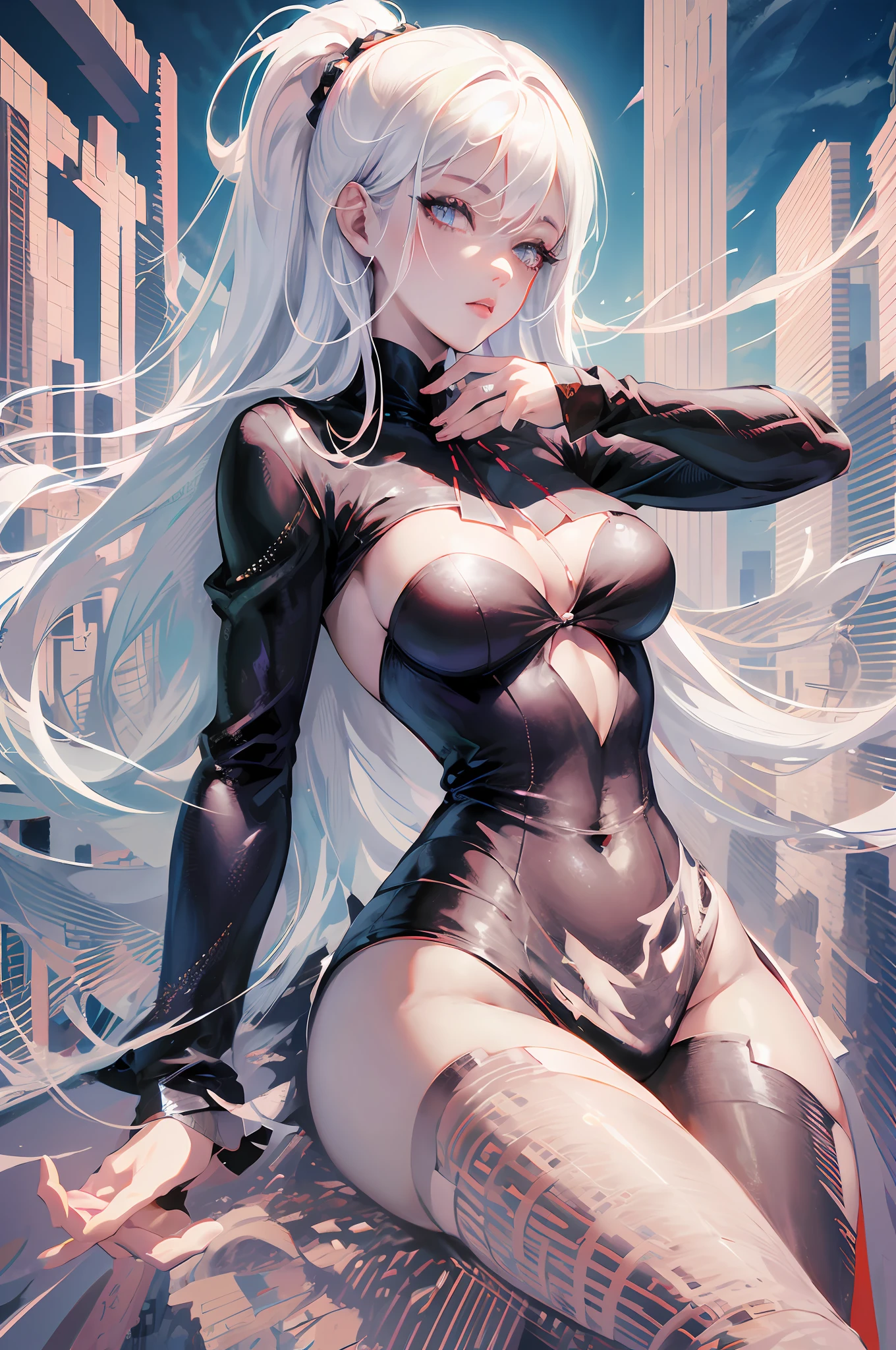 anime girl with white hair and black clothes posing naked, extremely detailed artgerm, detailed digital anime art, artgerm on artstation pixiv, guweiz on pixiv artstation, guweiz on artstation pixiv, fanart best artstation, :: rossdraws, trending on artstation pixiv, rossdraws 2. 5