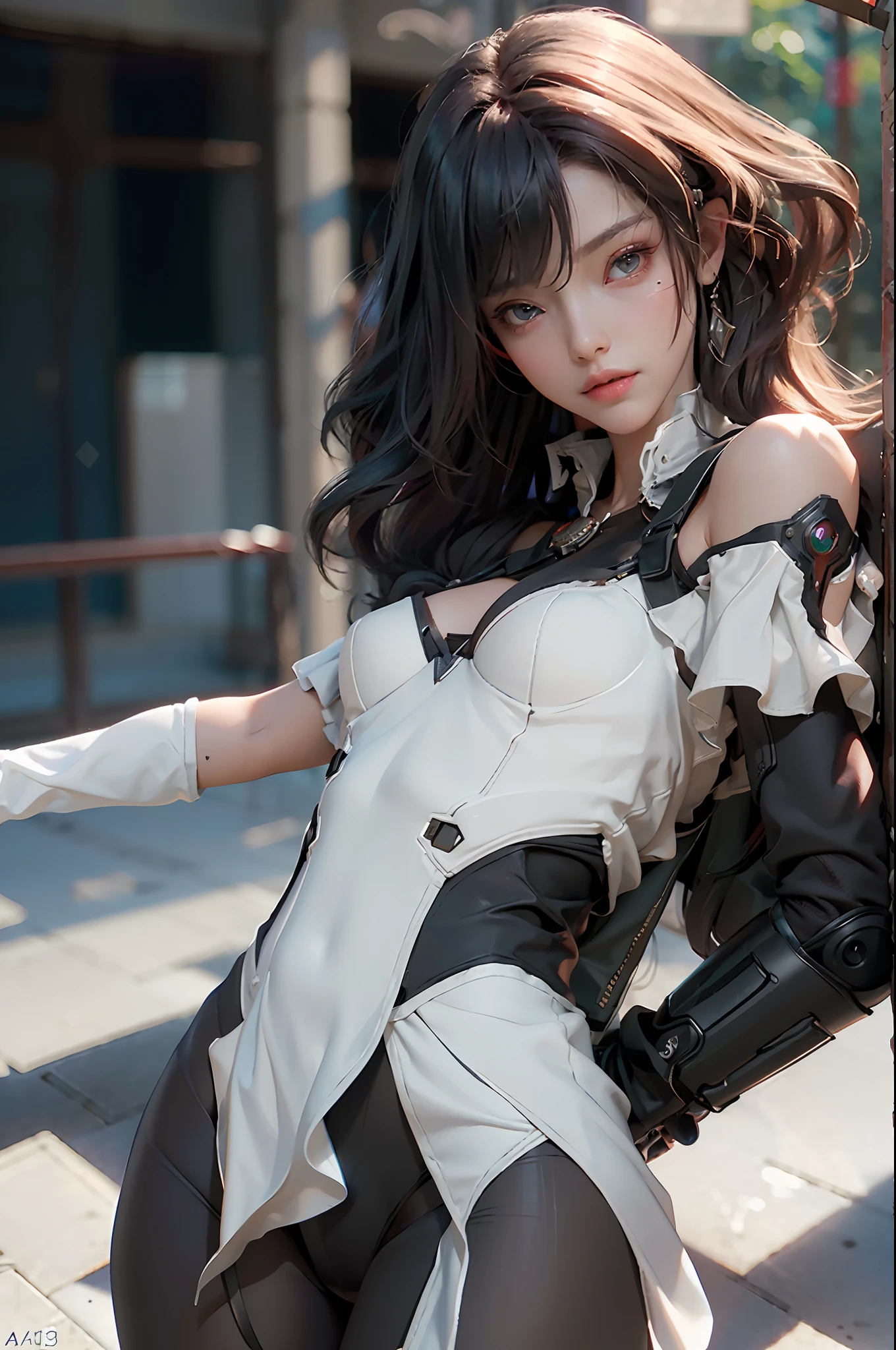 ((Best Quality)), ((Masterpiece)), (Details: 1.4), 3D, (Square)), Bust, Perfect Face, ((Face Close-up)), Perfect Fingers, Perfect Figure, A Beautiful Cyberpunk Female Image Facing Square, (Standing), (Upright), Action Pose, ((High Detail Skin, Visible Pores)), (Small Bust: 1.3), Necklace, Collar, Tights, (Firearms), HDR (High Dynamic Range), Ray Tracing, NVIDIA RTX , Super-Resolution, Unreal 5, Subsurface scattering, PBR textures, post-processing, anisotropic filtering, depth of field, maximum sharpness and sharpness, multi-layer textures, albedo and highlight maps, surface shading, accurate simulation of light-material interactions, perfect proportions, Octane Render, two-color light, large aperture, low ISO, white balance, rule of thirds, 8K RAW,