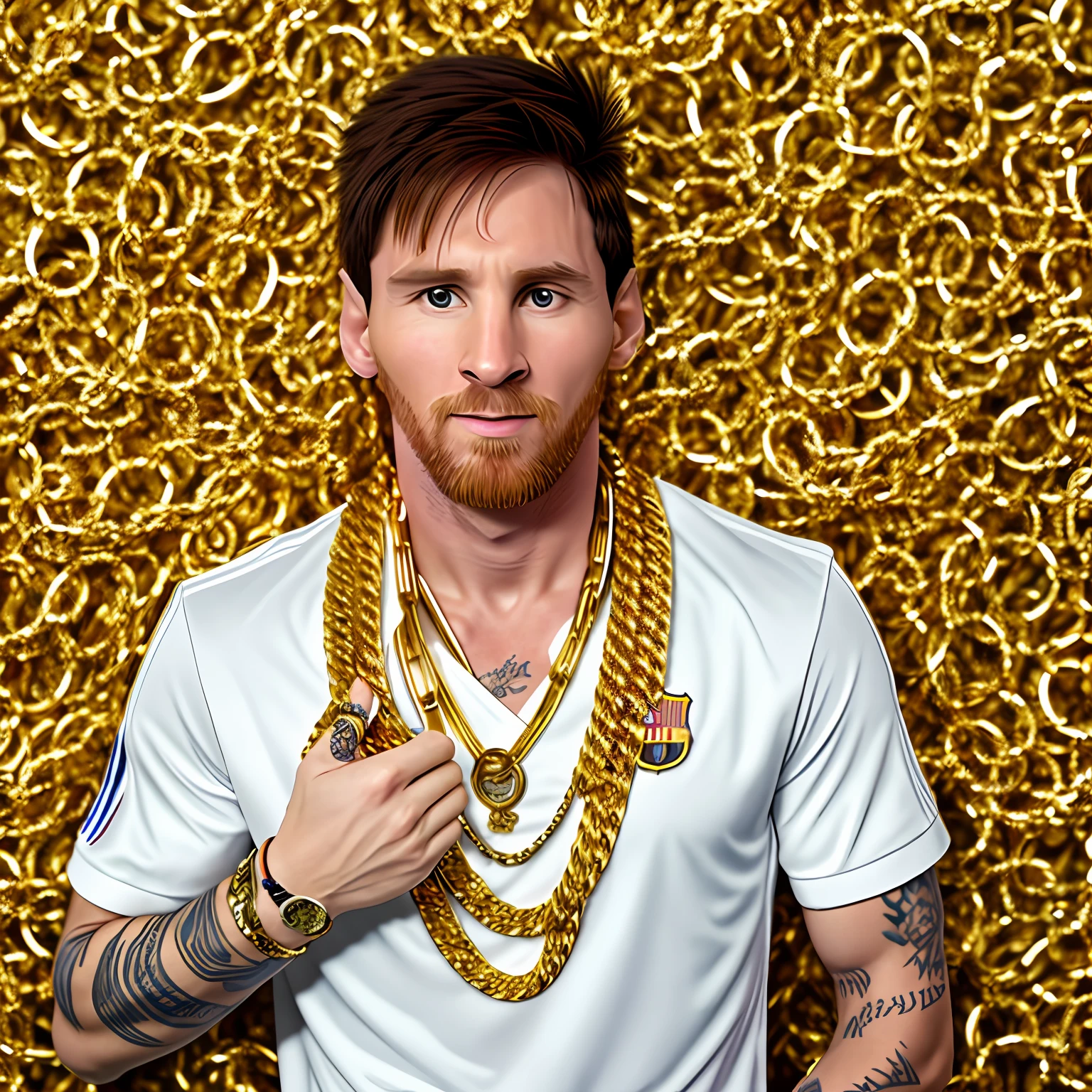 messi wearing gold chains