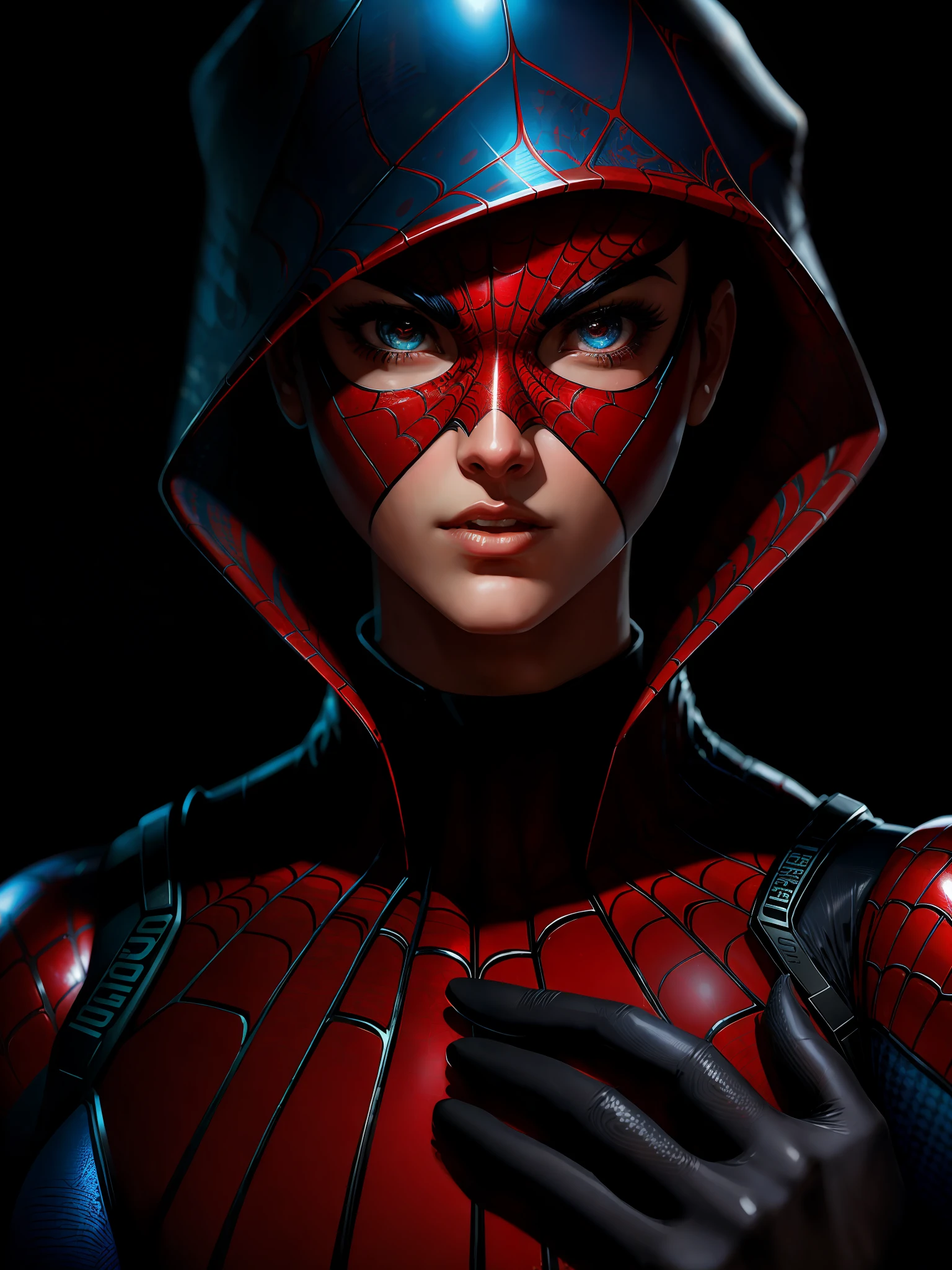 (Award Winning Digital Artwork:1.3) of (Sketch:1.3),(Energetic:1.3) Spidey, CGSociety,ArtStation,(Saturated:1.3),(close portrait:1.3),(Feminine:1.4),(beautiful:1.4),(attractive:1.3),handsome,calendar pose,perfectly detailed eyes,studio lighting,thematic background