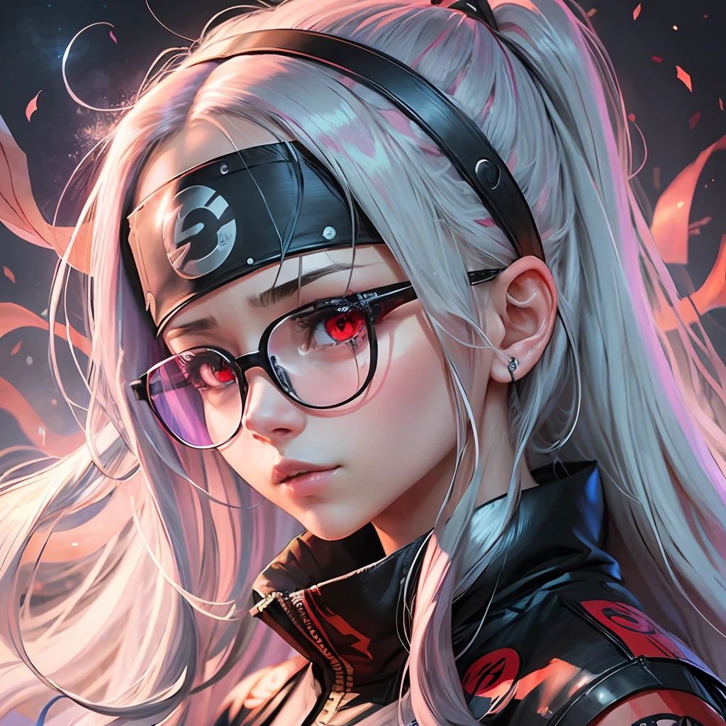 anime girl with glasses and long hair, anime visual of a cute girl, anime style. 8k, pin on anime, anime vibes, anime style 4 k, anime moe artstyle, anime aesthetic, anime girl desktop background, anime visuals, anime girl with real hair, ethereal anime, anime girl with long hair, beautiful anime portrait , anime , naruto, naruto anime, sharingan background, night time, dark , sharingan , wearing naruto headband --auto --s2