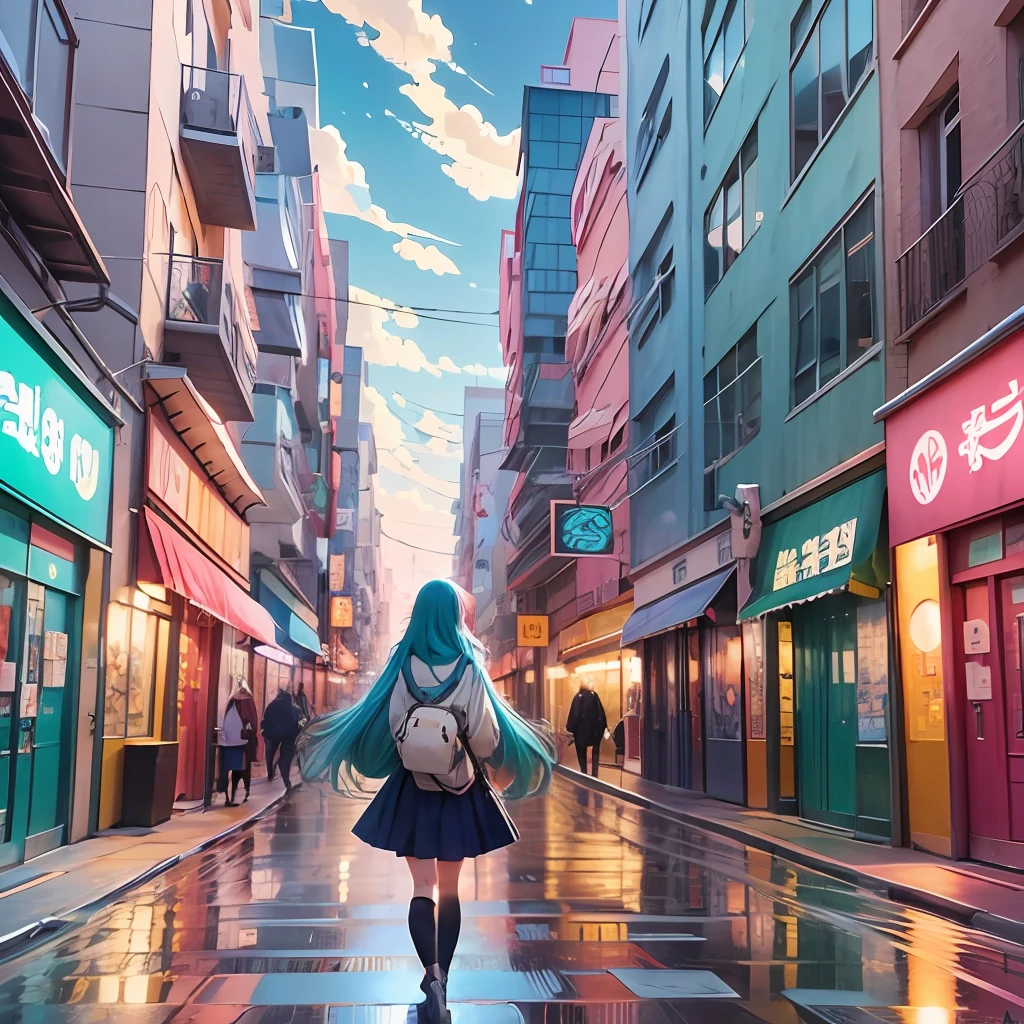 anime girl with glasses and long hair in front of a colorful background, anime visual of a cute girl, anime style. 8k, pin on anime, anime vibes, anime style 4 k, anime moe artstyle, anime aesthetic, anime girl desktop background, anime visuals, anime girl with teal hair, ethereal anime, anime girl with long hair, beautiful anime portrait --auto --s2