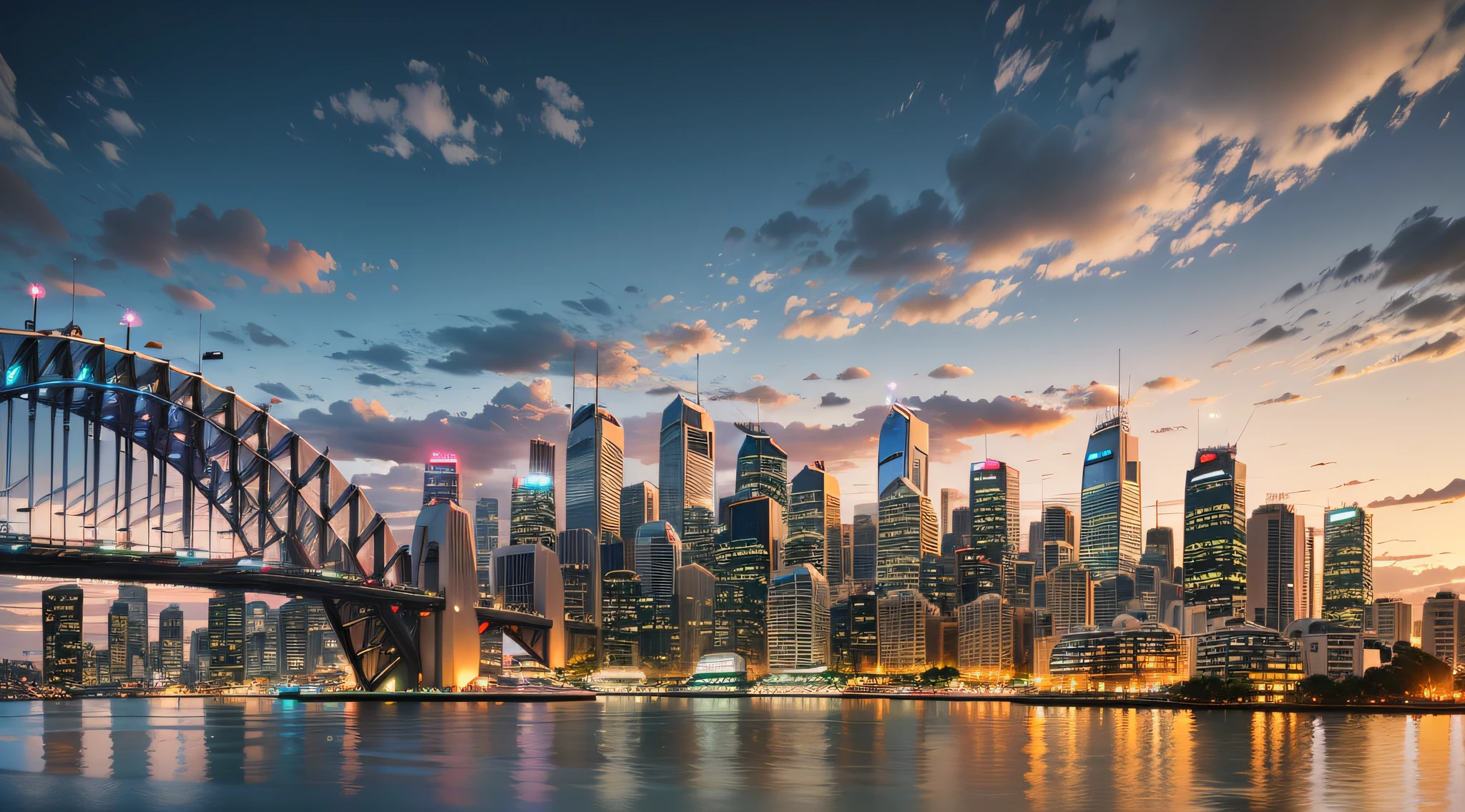 Australia sydney CBD panoramic view from Kirribilli before sunset cloudy sky and bright cityscape line --auto --s2